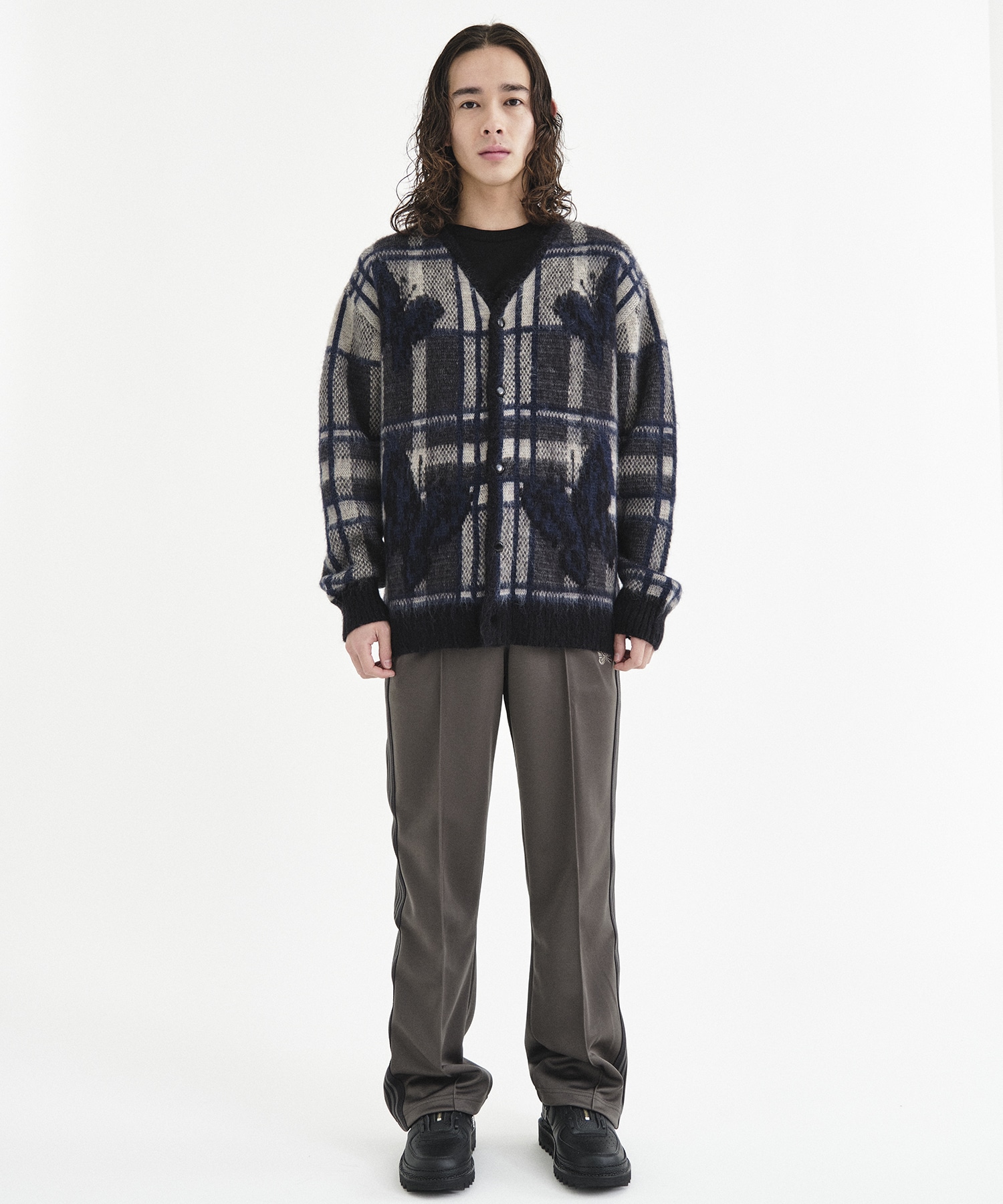 EX.Mohair Cardigan - Original Check With Papillon ｜ NEEDLES