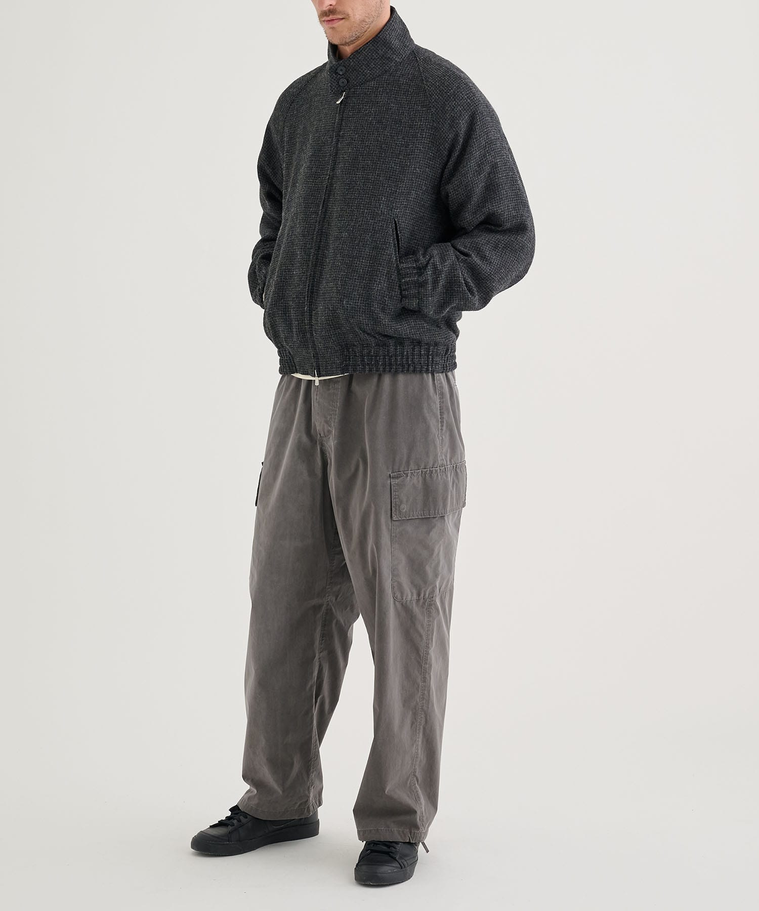 ALPACA HOUND TOOTH HARRINGTON JACKET | ATON