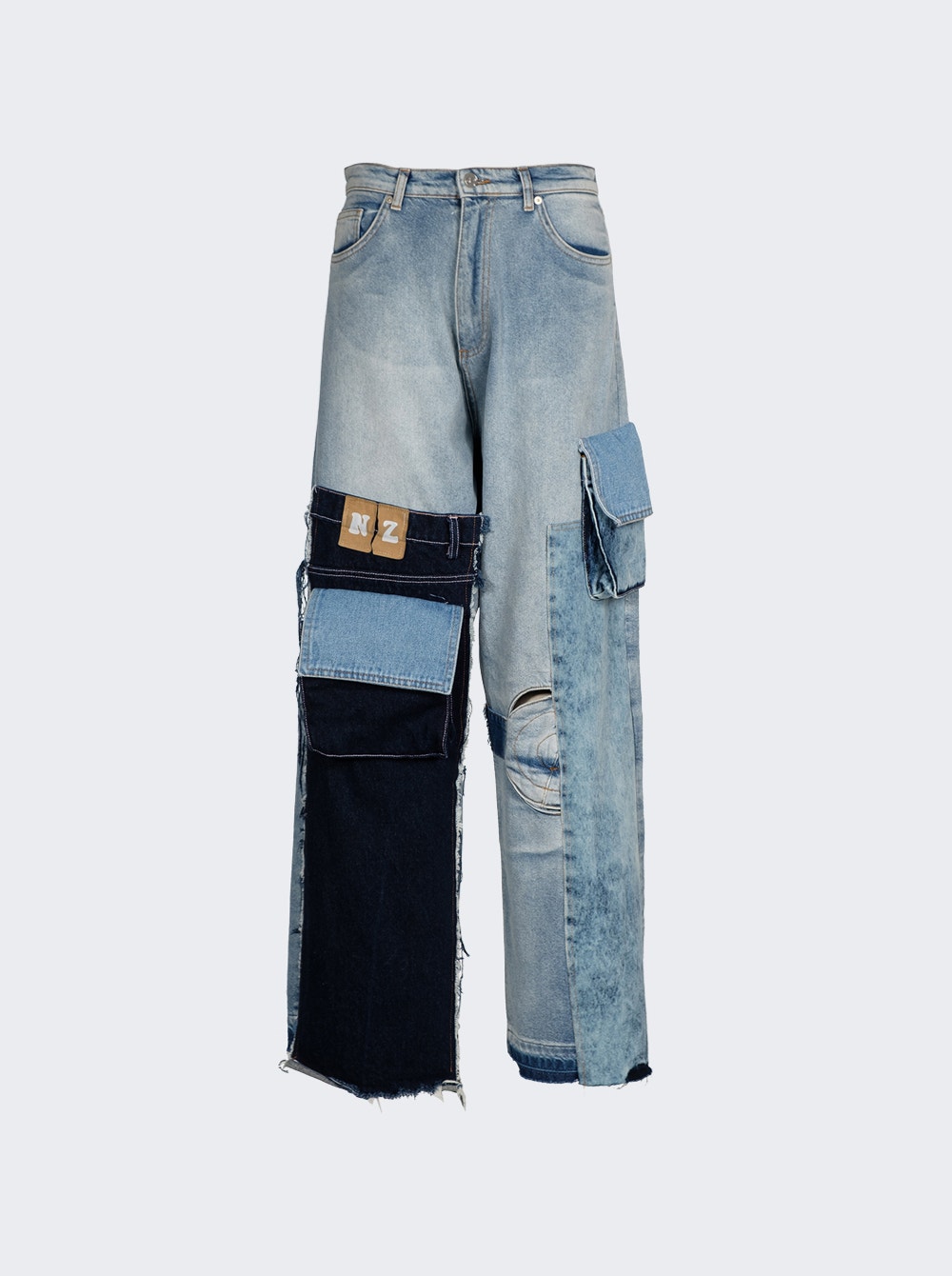 Upcycled Denim Cargo Jeans Light Wash Blue | The Webster
