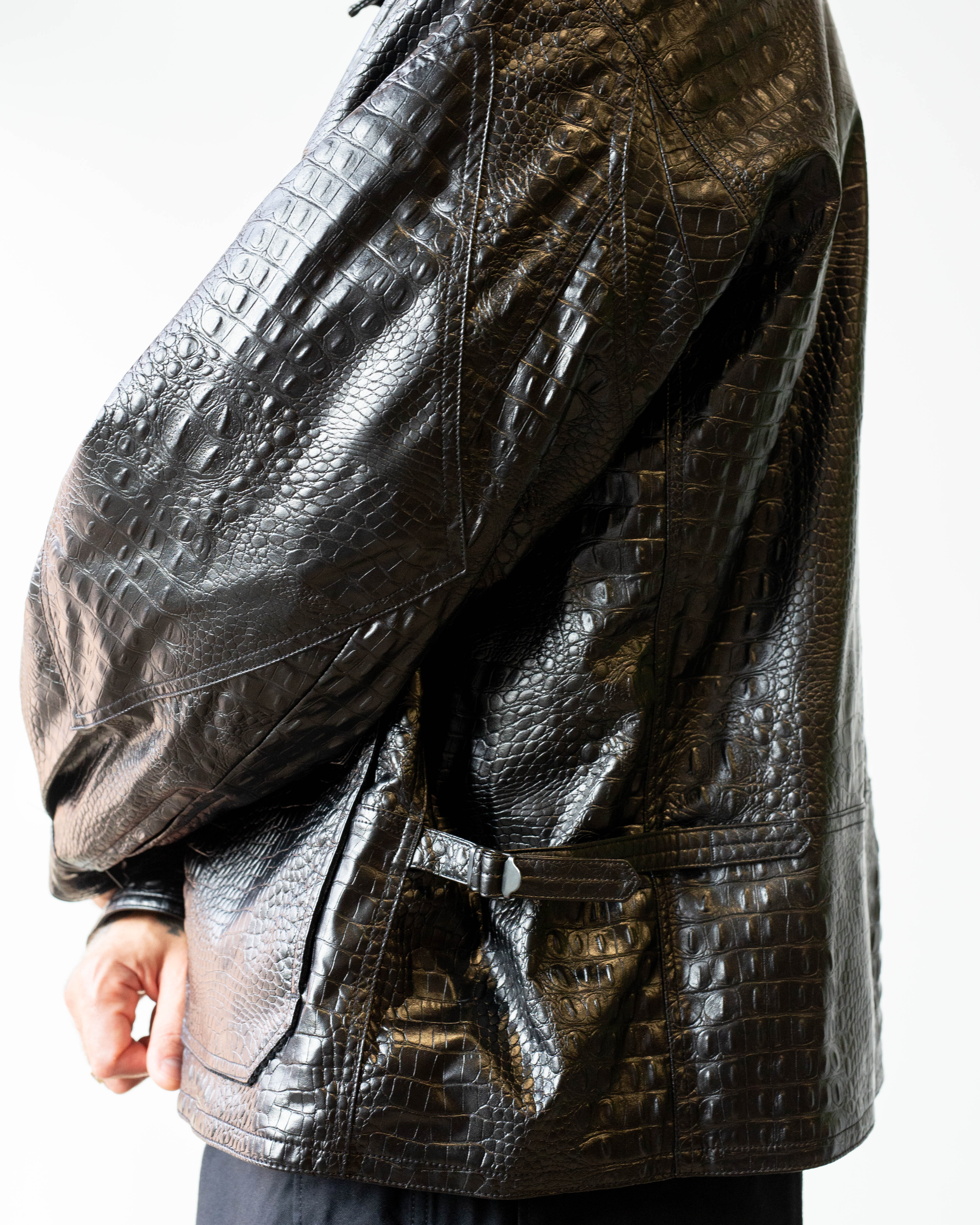 Engineered Garments G8 Jacket Black Alligator Embossed Fake