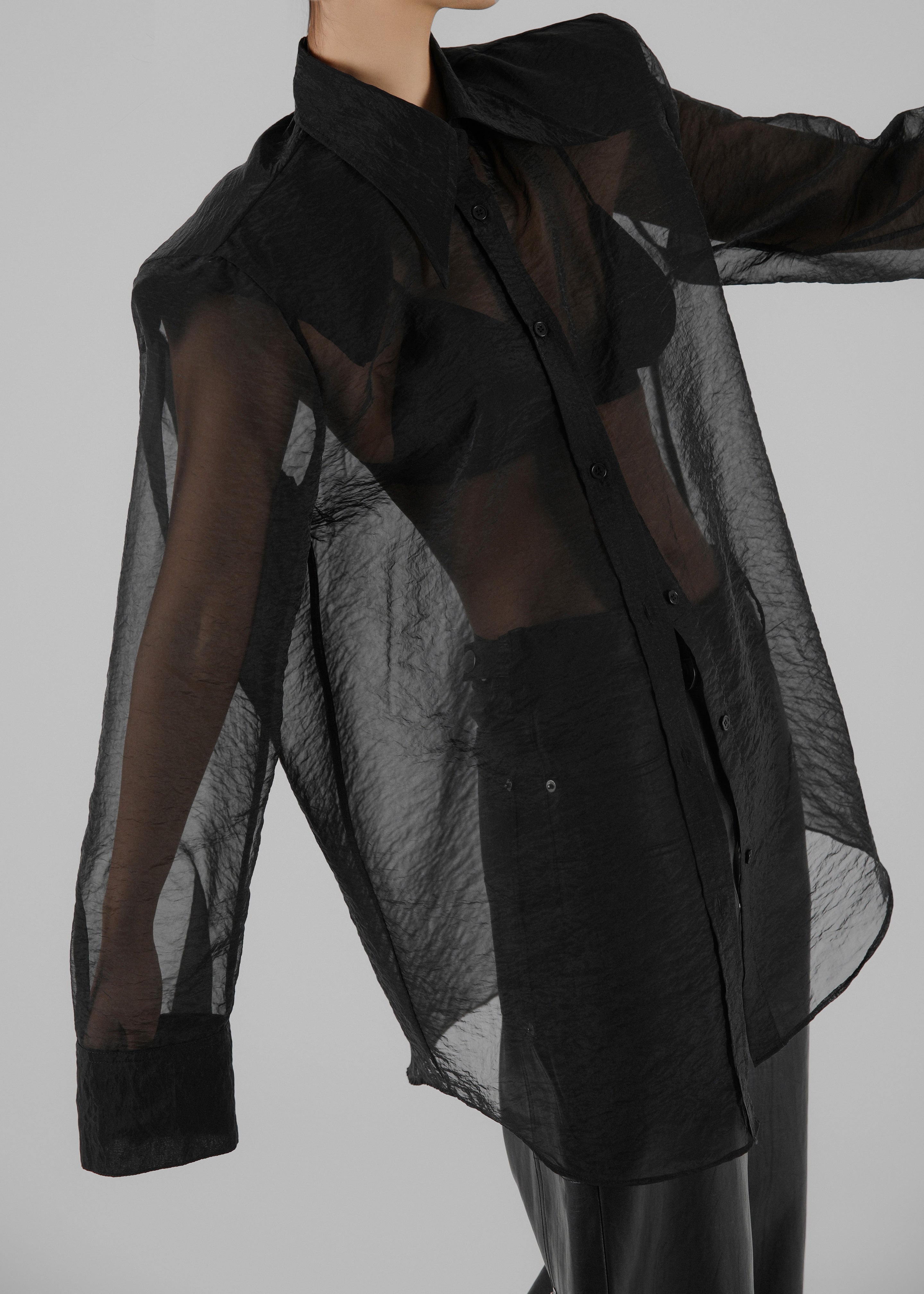 Jolene Semi Sheer Shirt - Black – The Frankie Shop