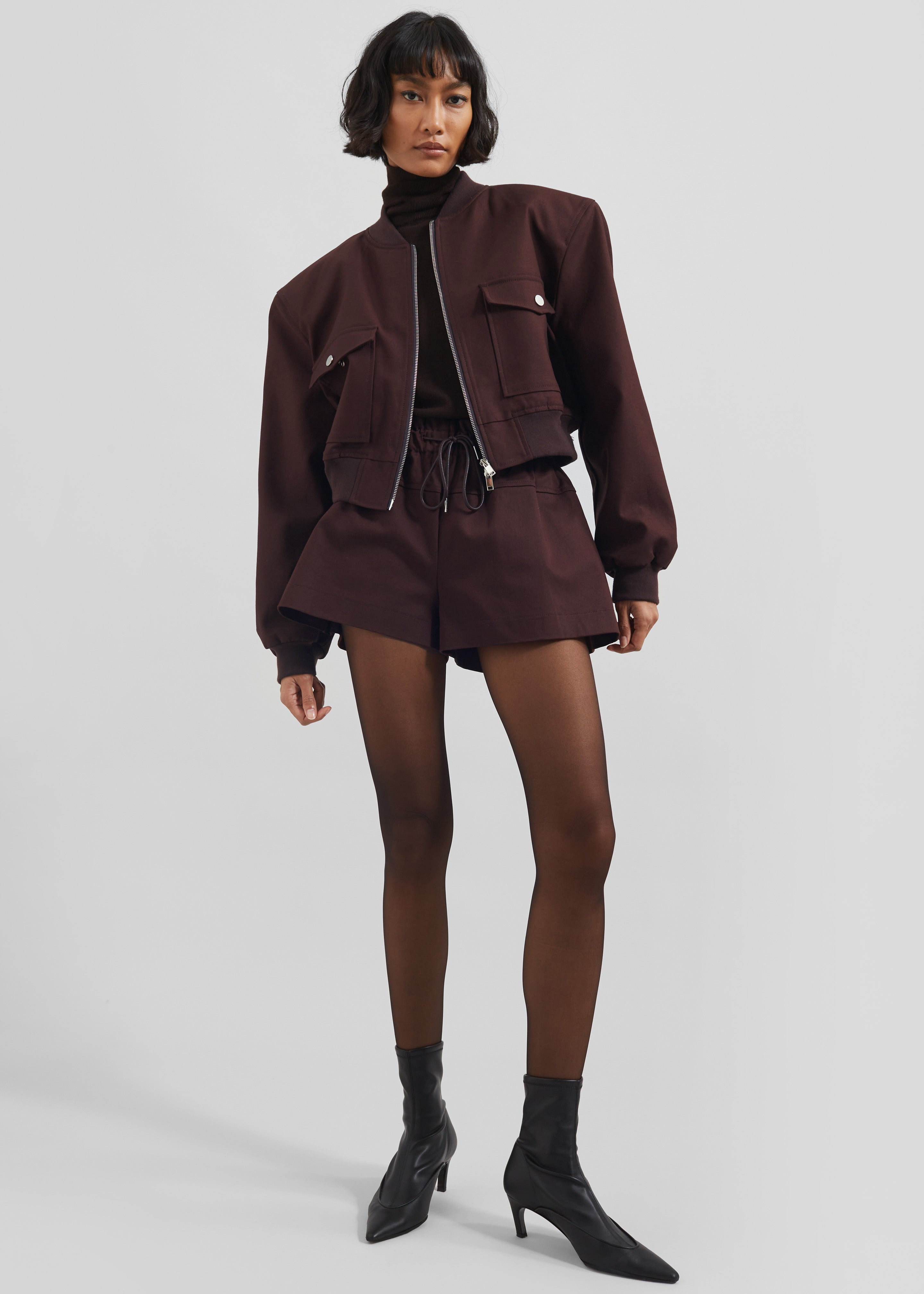 Pomona Crop Bomber Jacket - Burgundy – The Frankie Shop