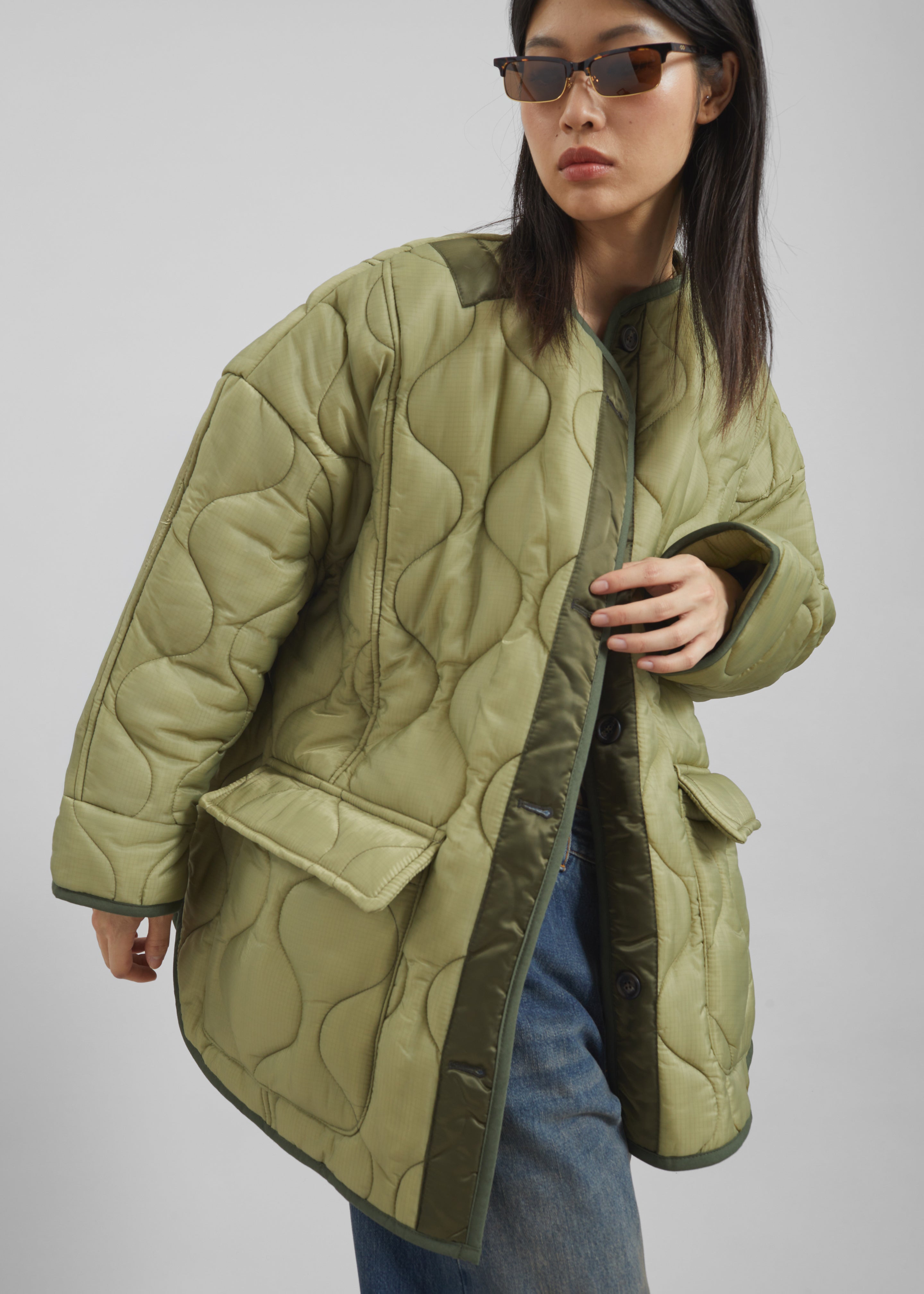 Teddy Quilted Jacket - Moss Green – The Frankie Shop