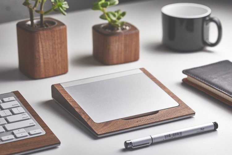 This wood trackpad tray fits your Apple Magic Trackpad
