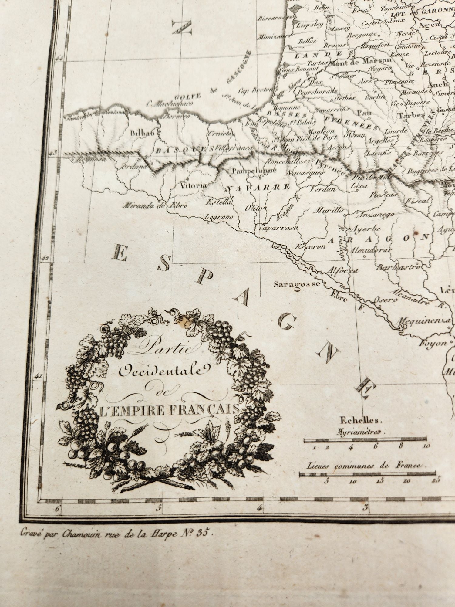 Original Map 1812 of France Western Coast - Conrad Malte-Brun