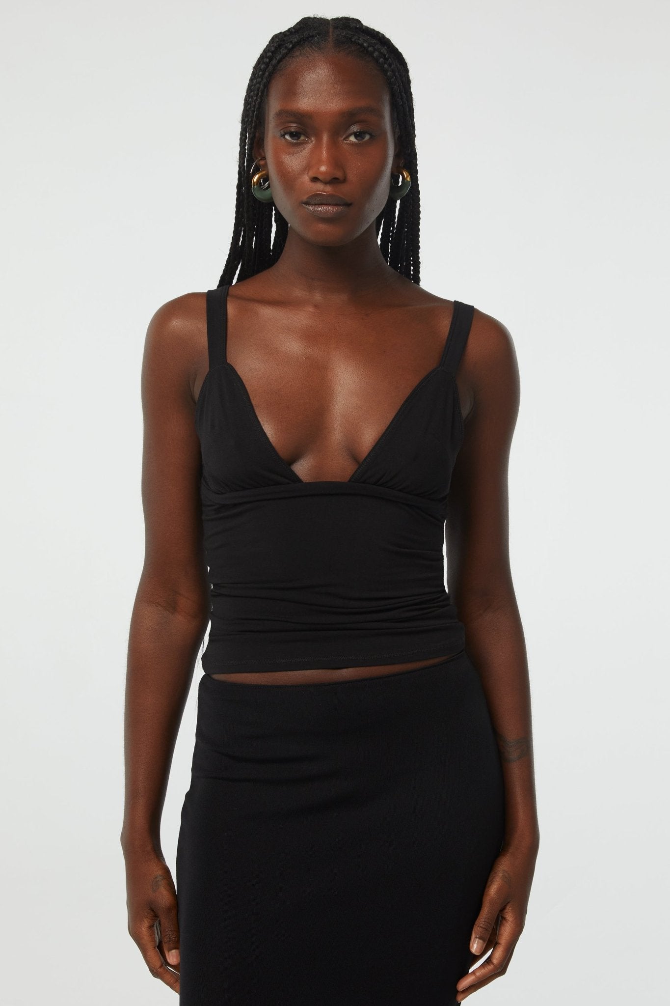 Josephine Deep V-Neck Tank - Black | The Line by K