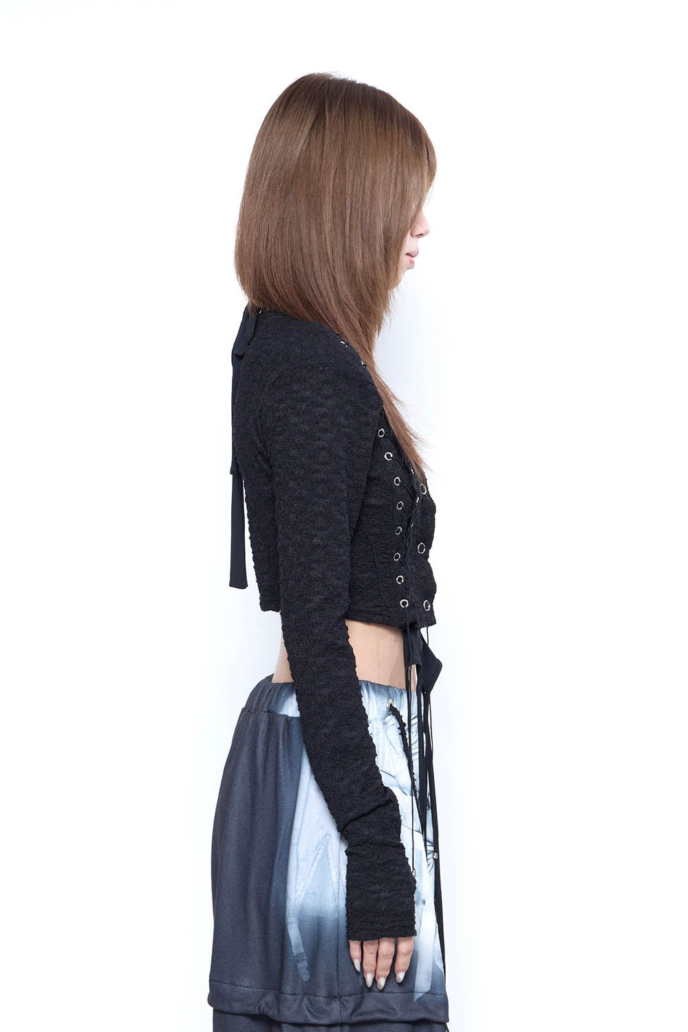 THEREDTHREAD】S lace up cardigan