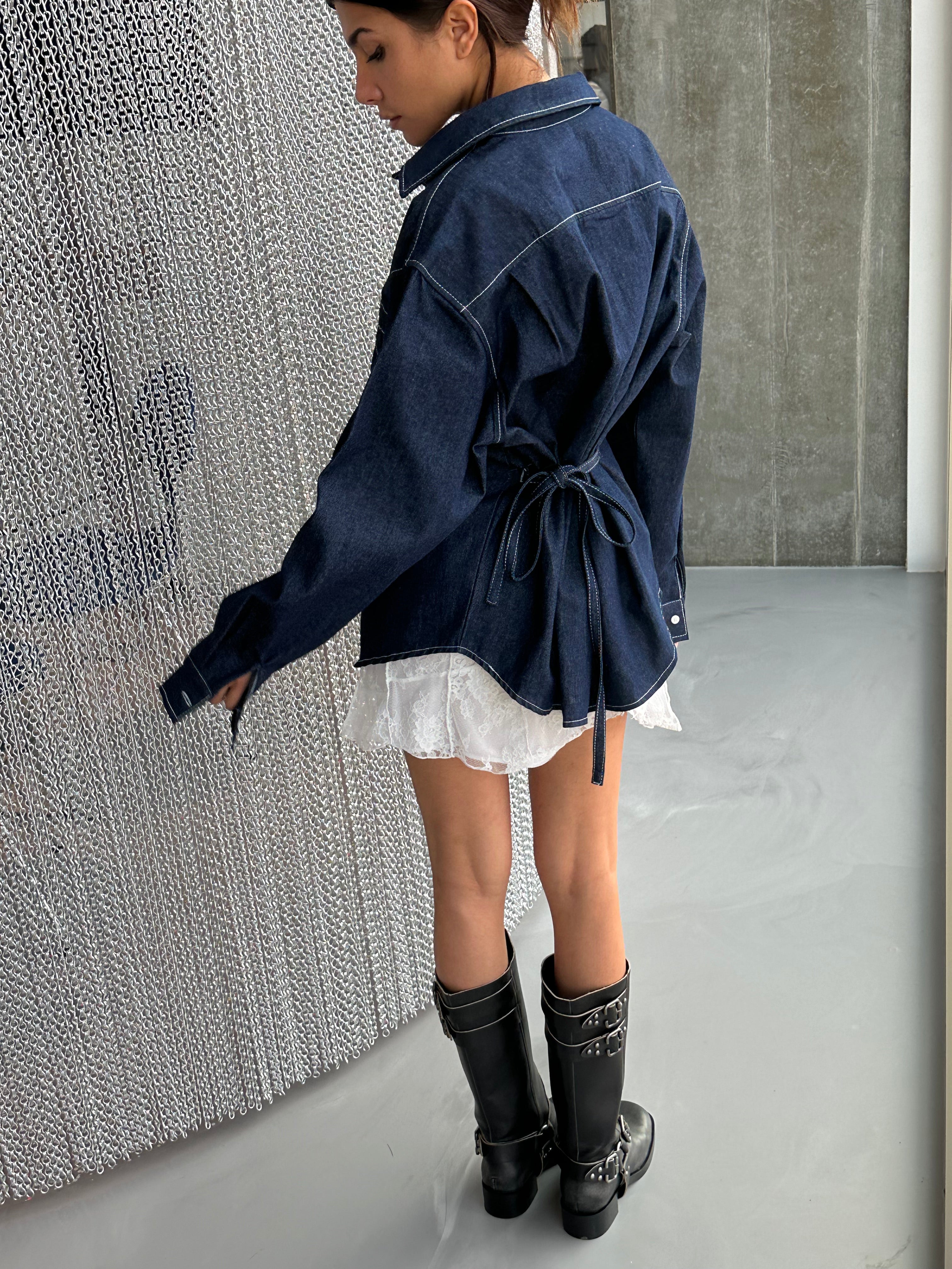 Mermaid Blouse Dark Blue Denim – The Room Antwerp