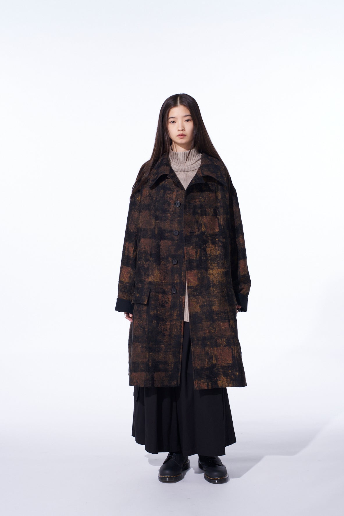 CHECK JACQUARD OVERSIZED SOUTIEN COLLAR COAT – THE SHOP YOHJI YAMAMOTO