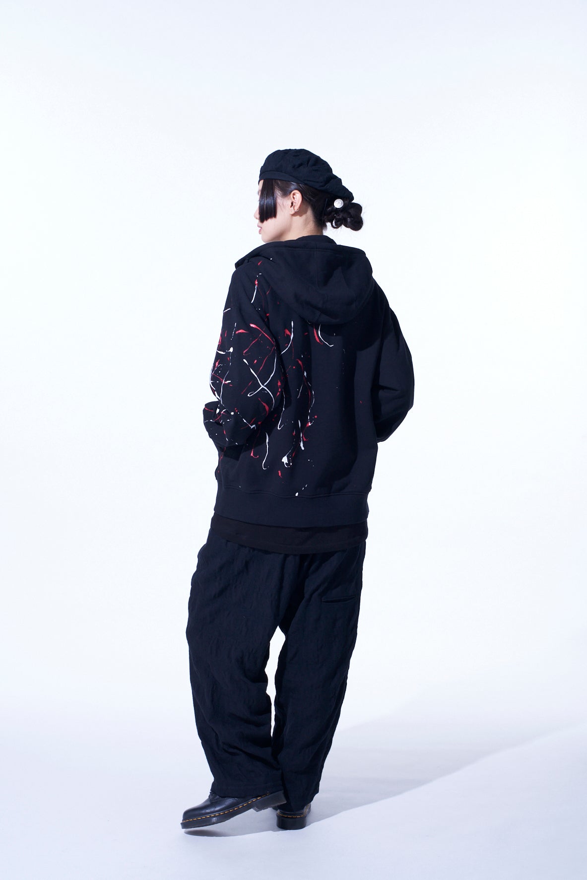 FRENCH TERRY SPLASH PAINTED ZIP-UP HOODIE RED – THE SHOP YOHJI