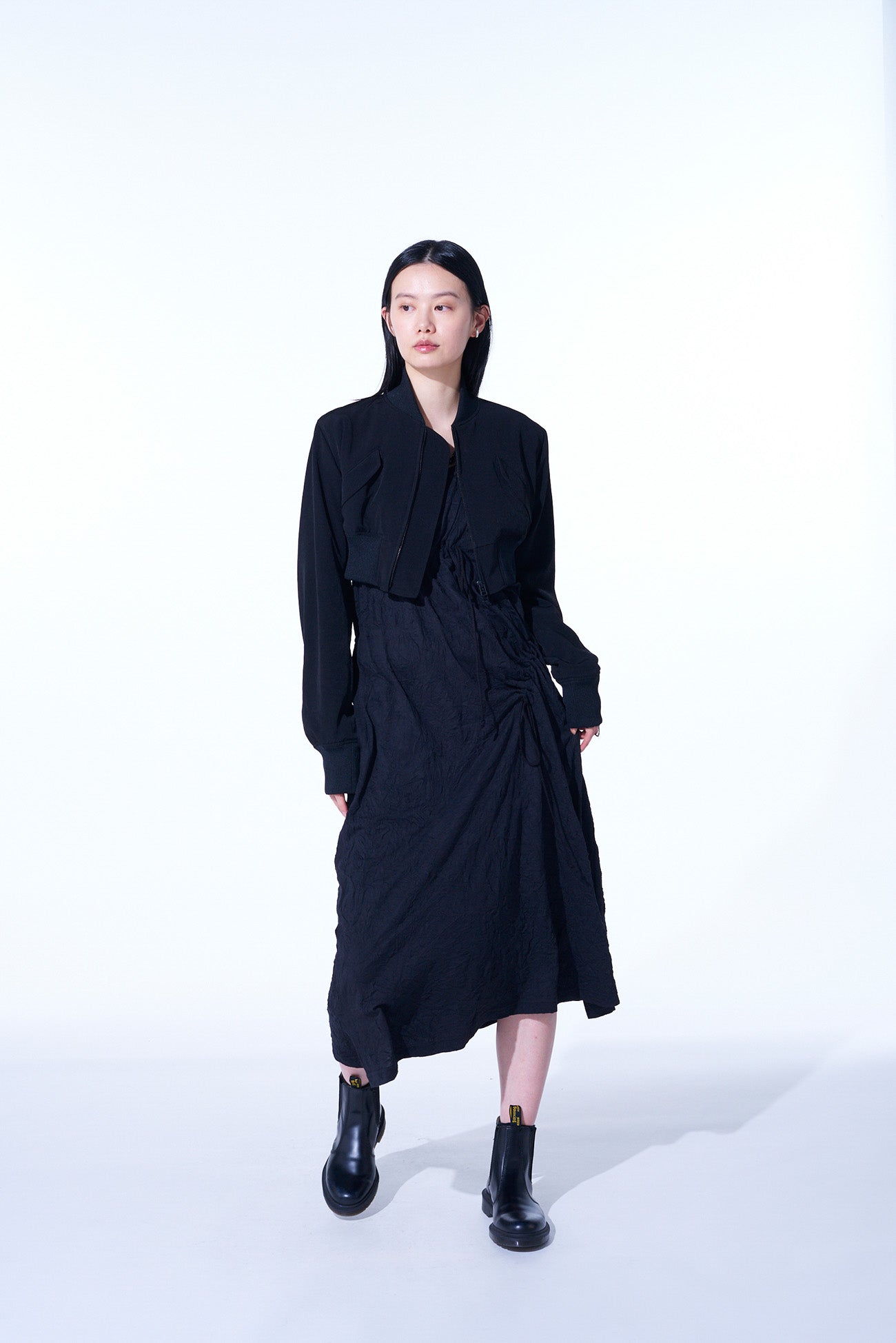 CREPE DE CHINE CROPPED BOMBER JACKET – THE SHOP YOHJI YAMAMOTO