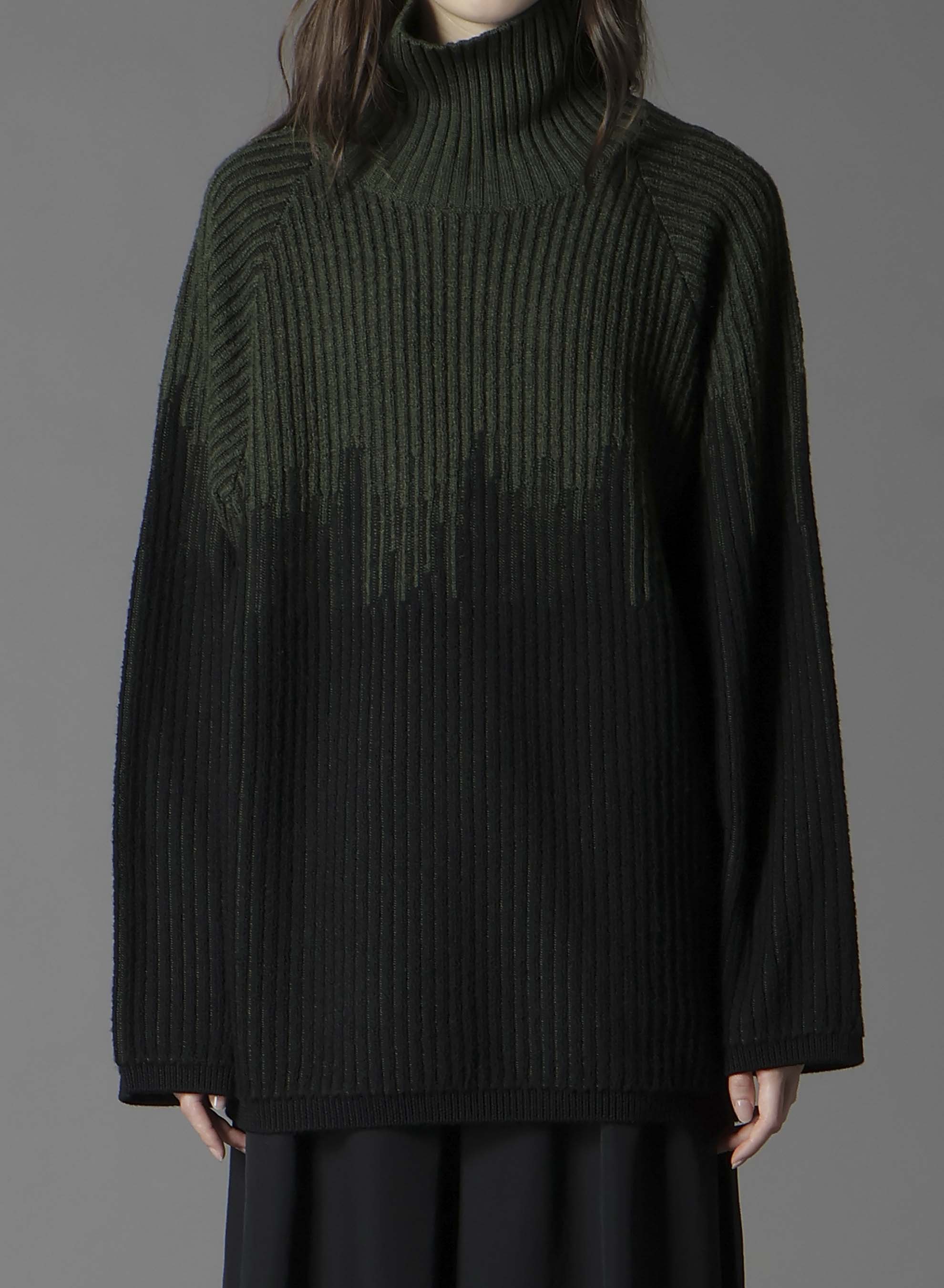 EXFINE MERINO WOOL KNITTING JQ PULL OVER(FREE SIZE Khaki x Black