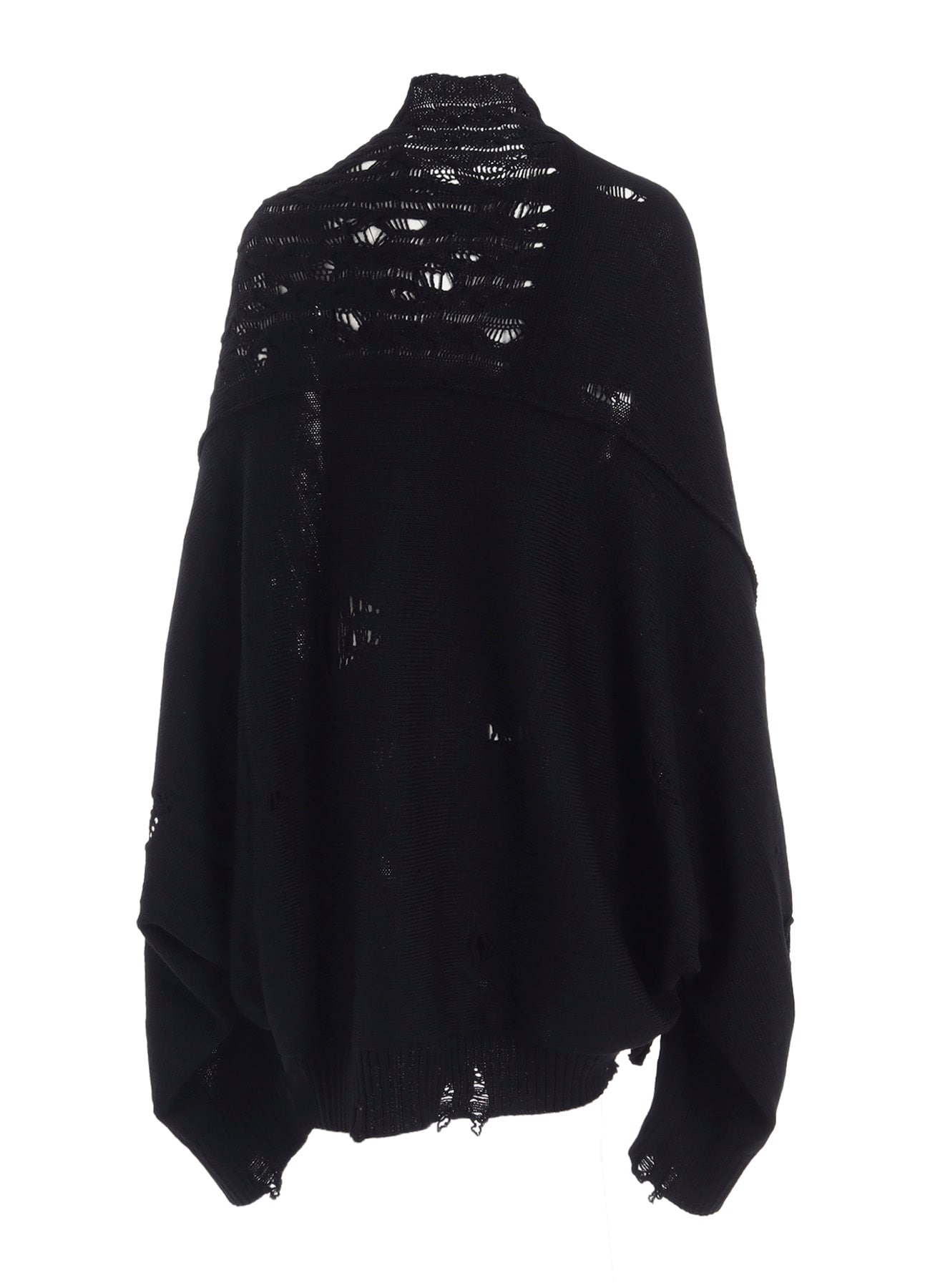 5G1P COMBINATION PATTERN DAMAGED DETAIL CARDIGAN(S Black): Soldes