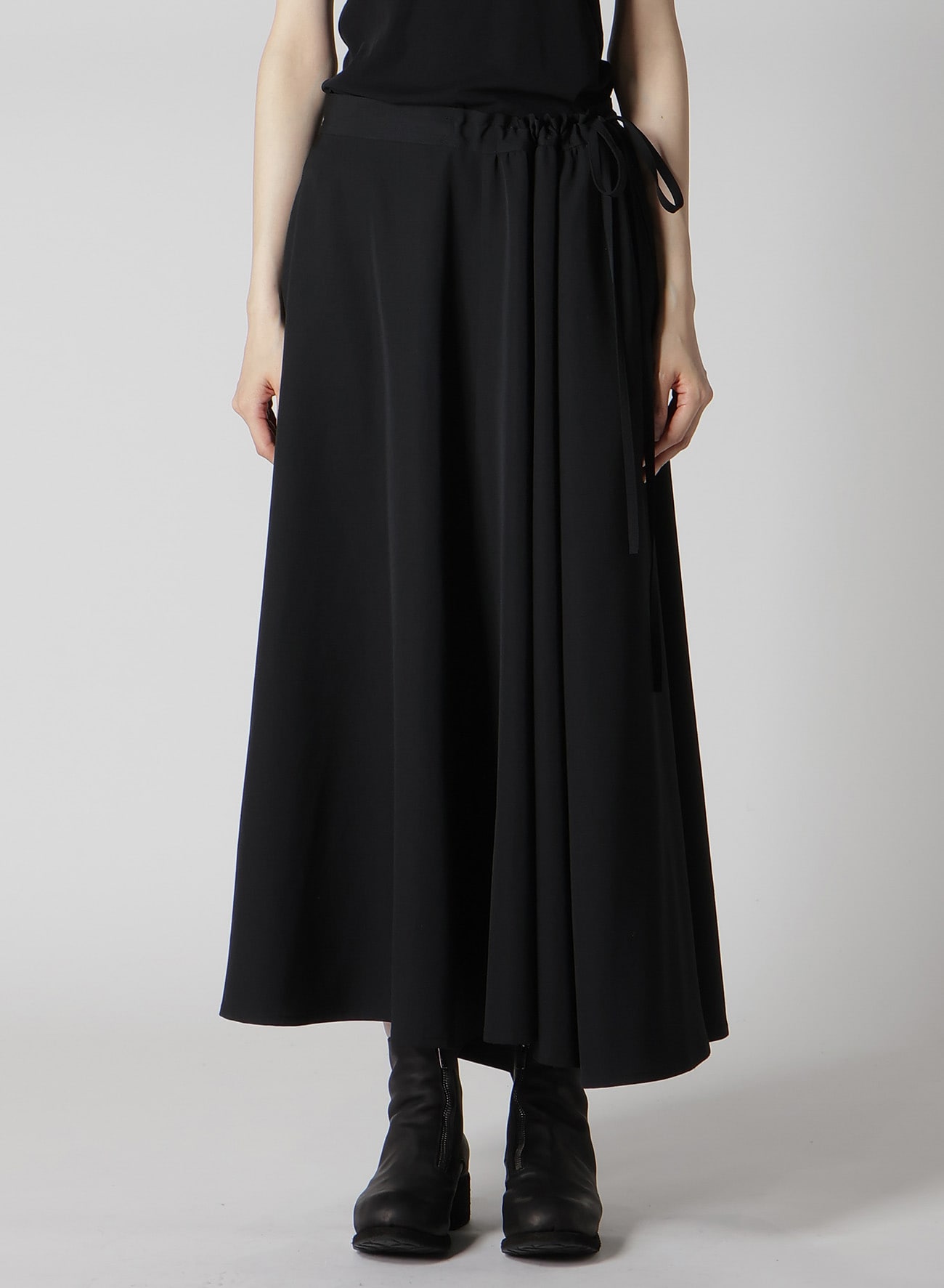 GABARDINE L GATHERED FLARE SKIRT(XS Black): Yohji Yamamoto｜THE