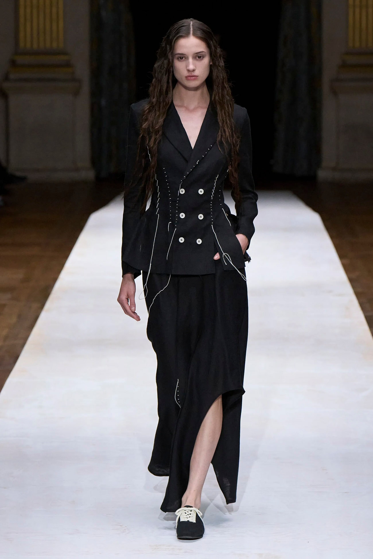 LINEN CLOTH L ROUND HEM SKIRT(XS Black): Yohji Yamamoto｜THE SHOP