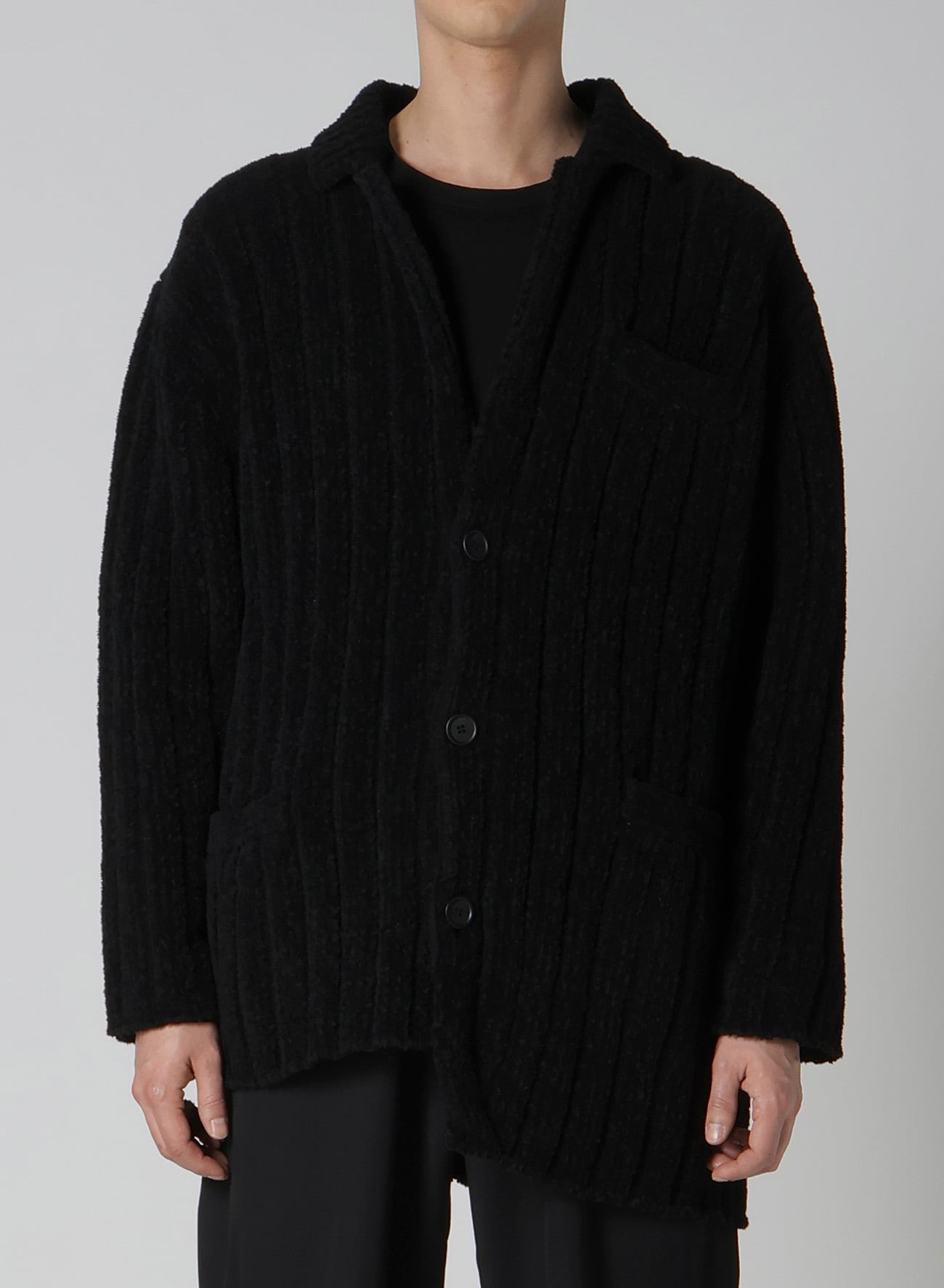 3G4 RIB 3BUTTON DRIVERS KNIT CARDIGAN(FREE SIZE Black): Soldes