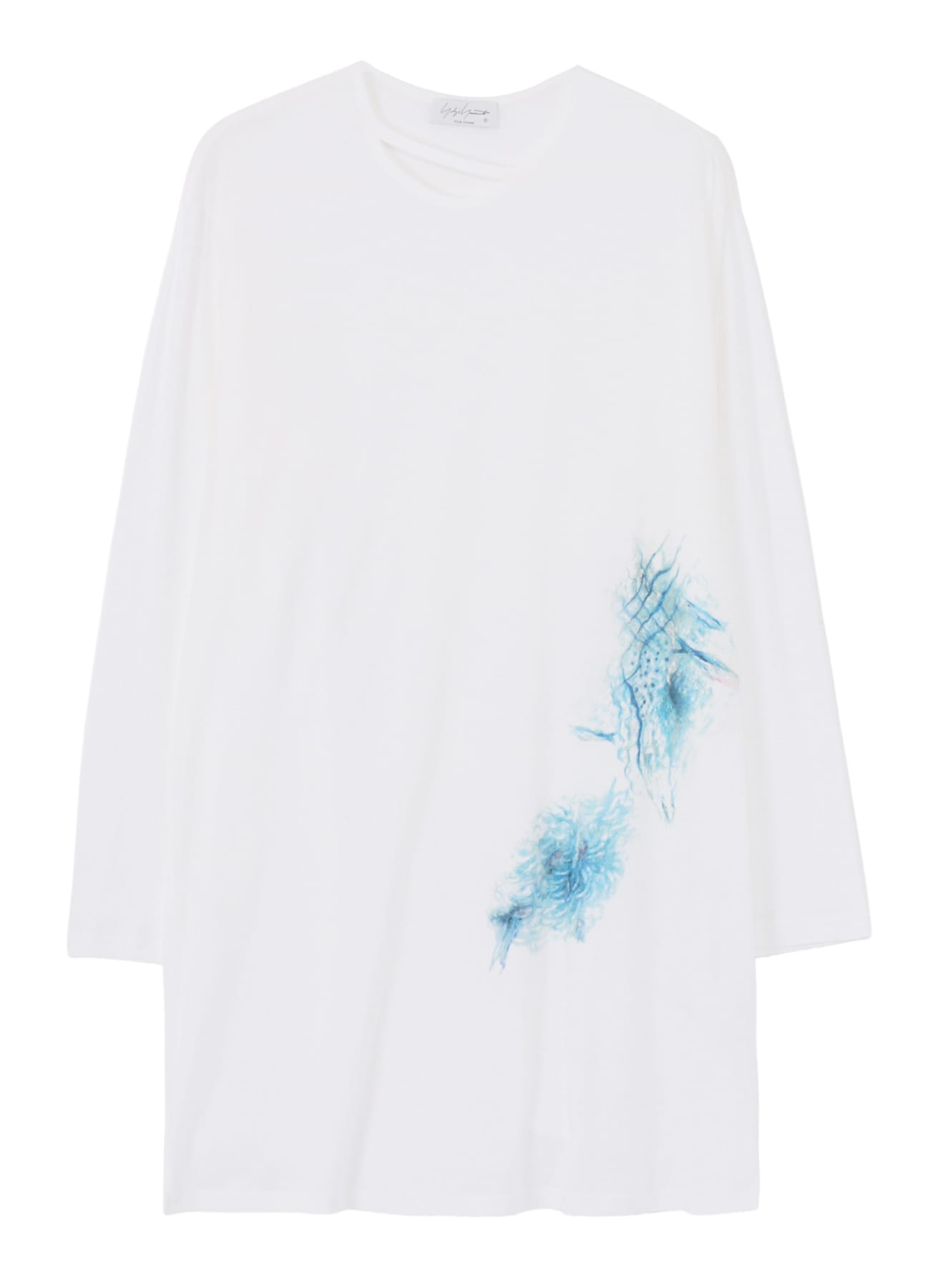 50/-SUPER HIGH TWISTED JERSEY D NECK LINE LONG SLV PT B(M White