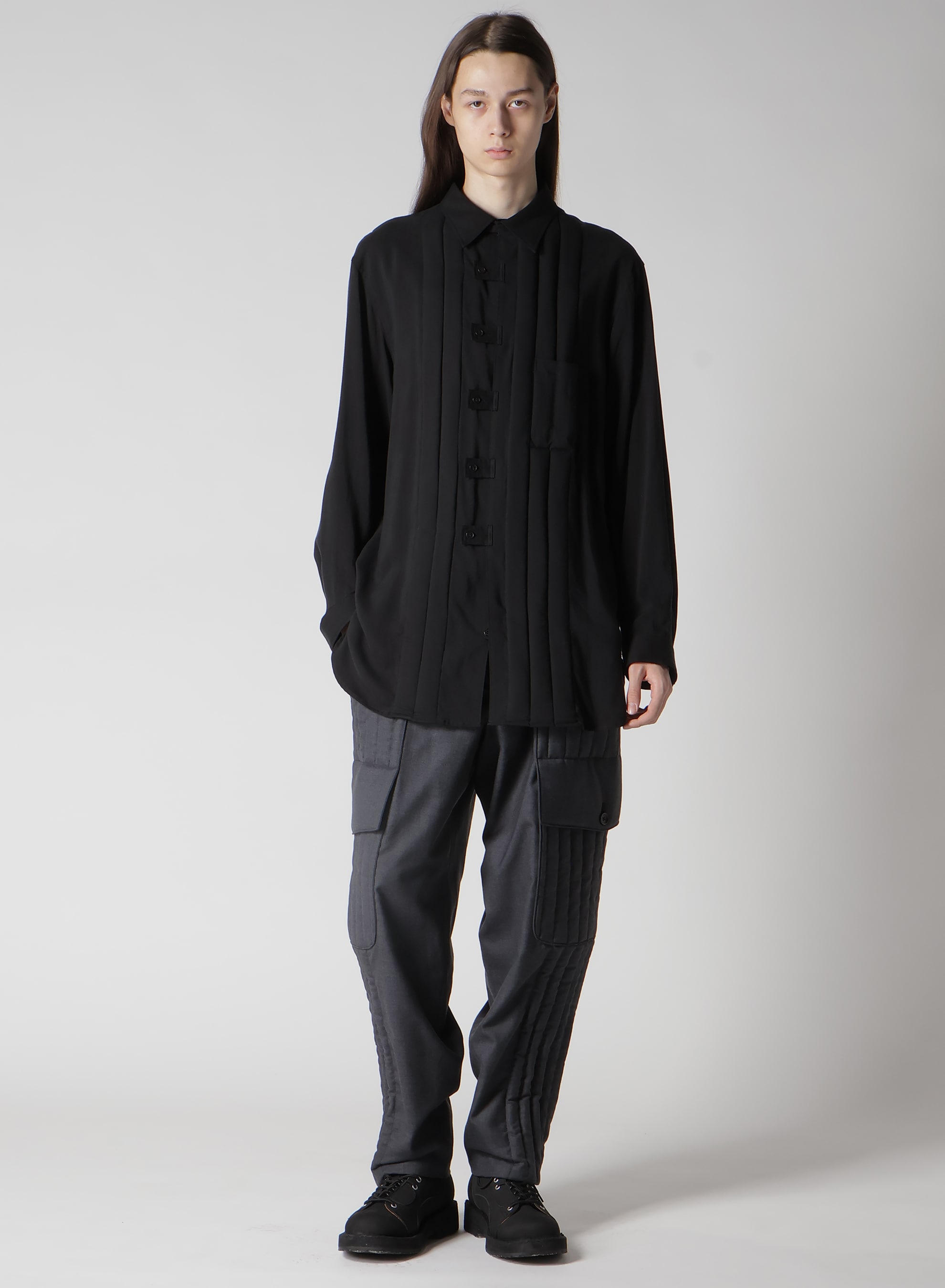 CELLULOSE LAWN TAB PADDED BLOUSE(S Black): Soldes｜THE SHOP YOHJI
