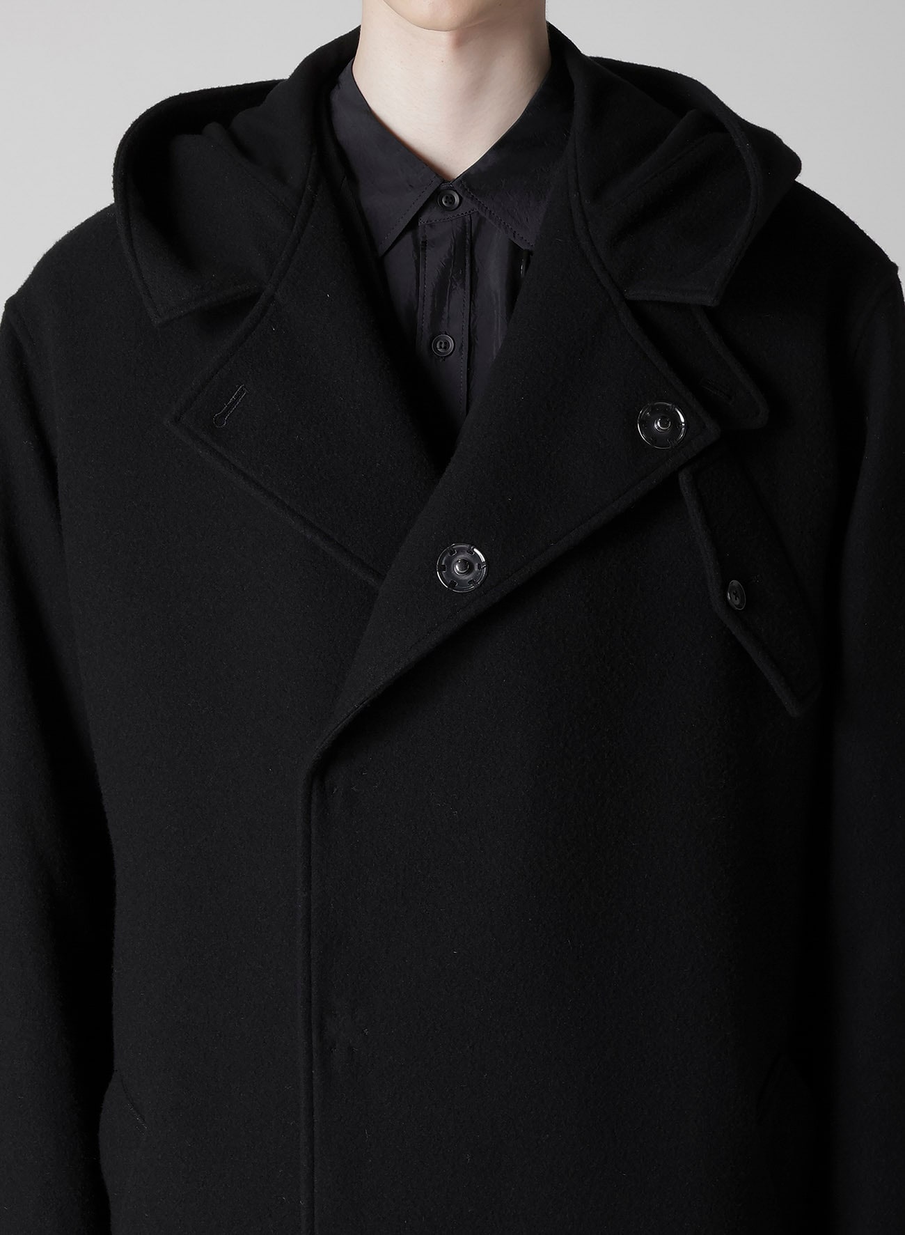 AIRY MOSSER HOODED COAT(XS Black): Yohji Yamamoto POUR HOMME｜THE
