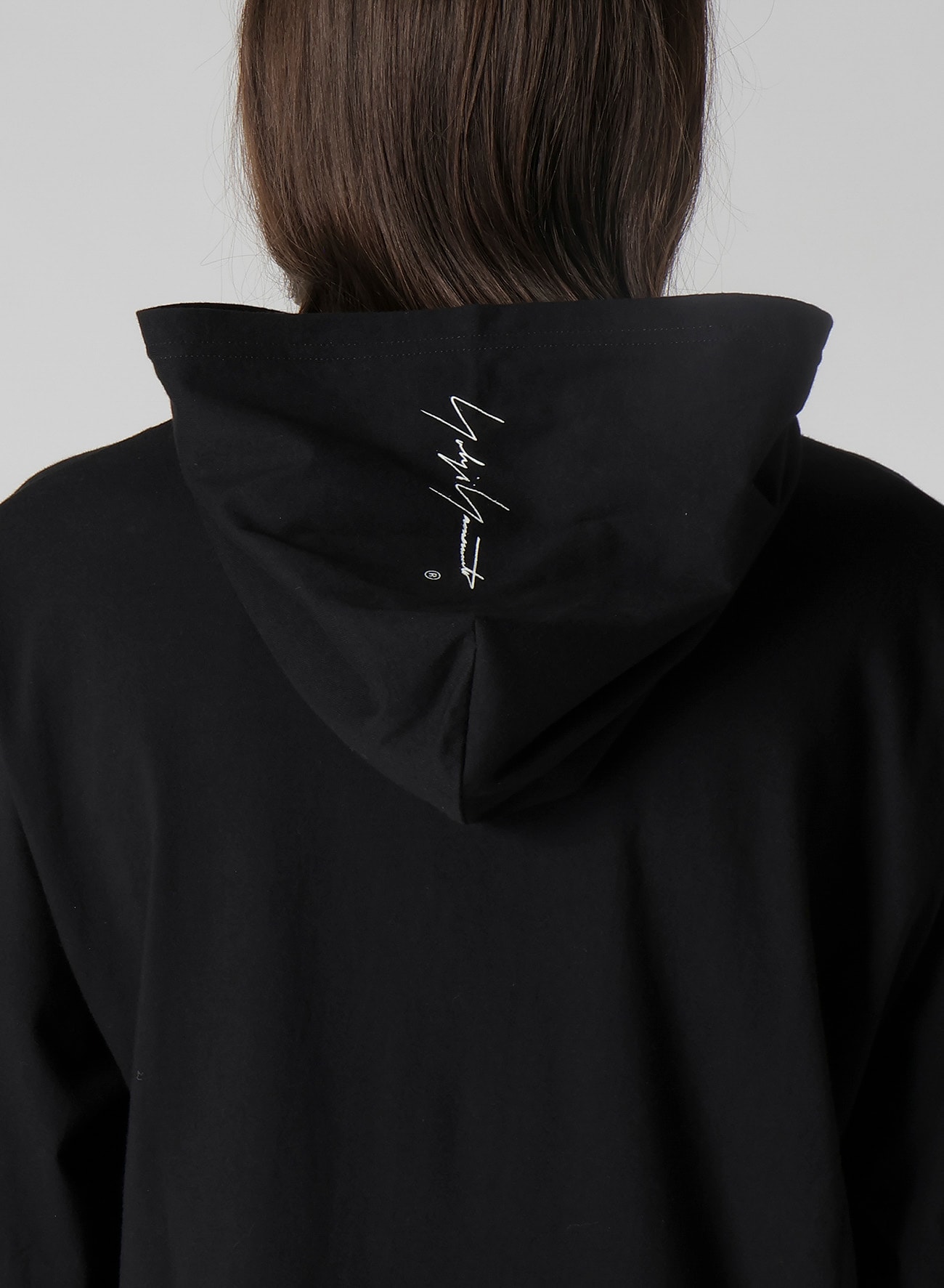 30/- PLAIN STITCH HOOD SIGNATURE PRINT HOODIE(M Black): Yohji