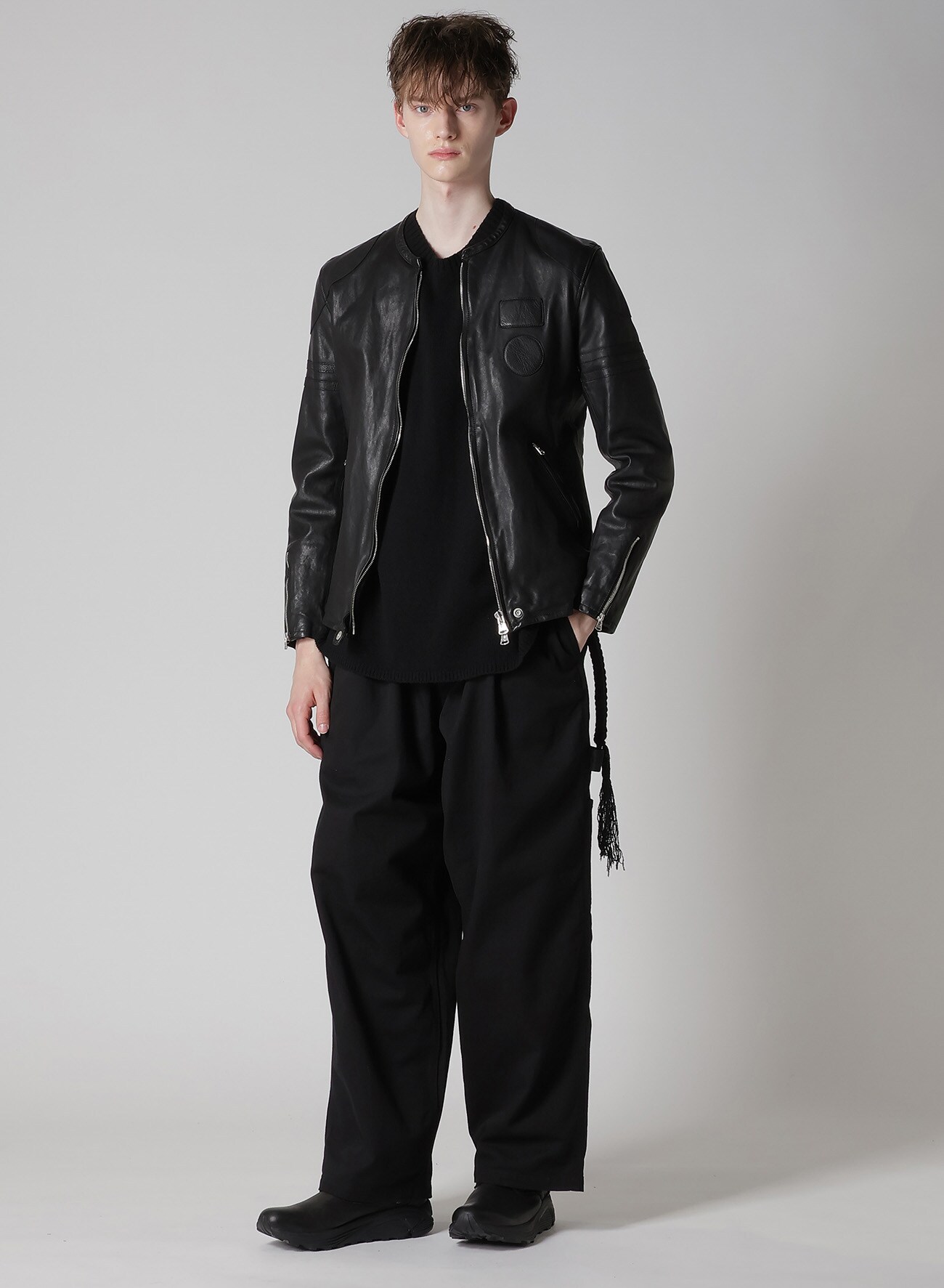 JAPAN HORSE WASHED SINGLE RIDERS(M Black): Yohji Yamamoto POUR