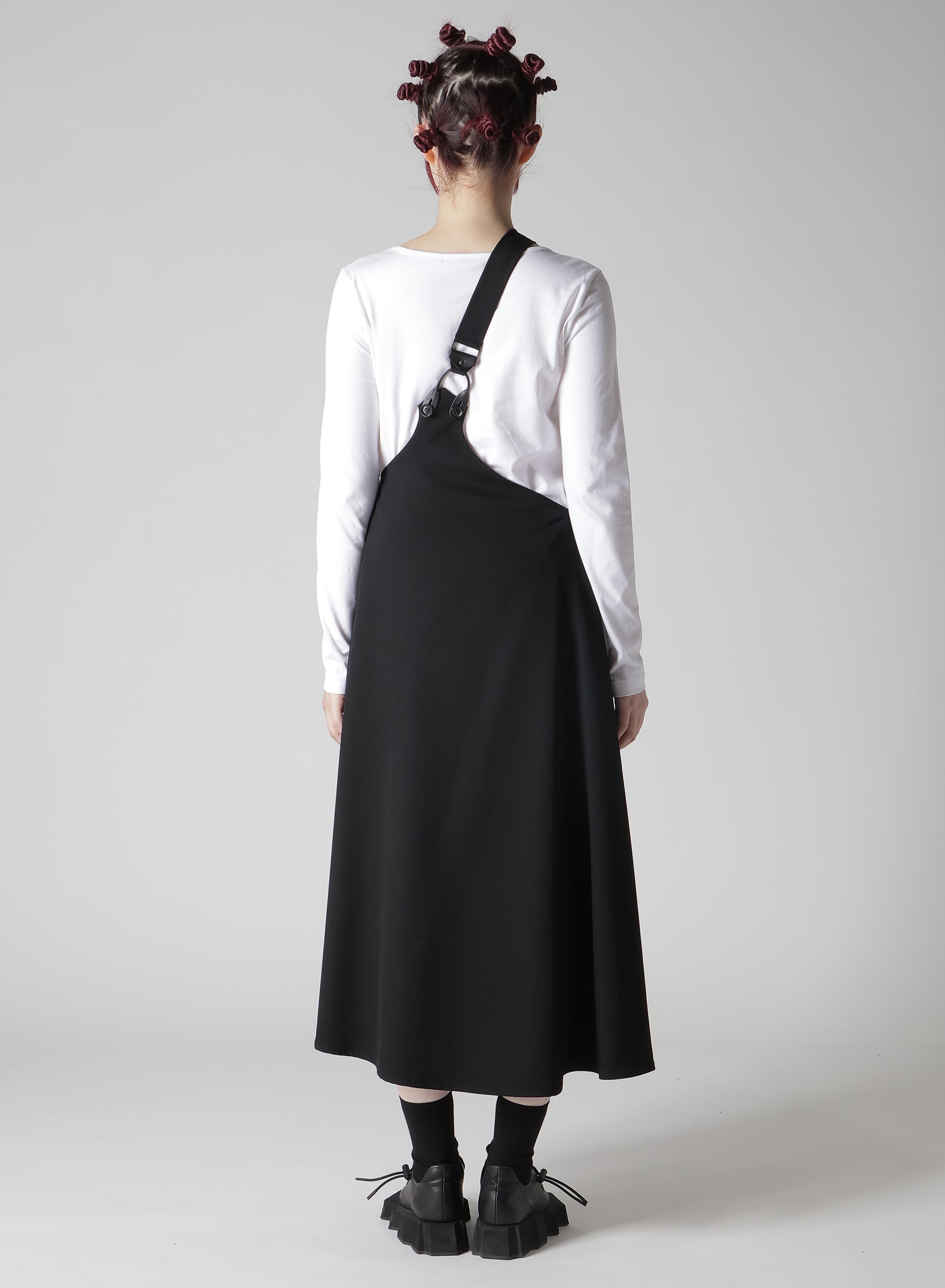 WOOL GABARDINE SHOULDER STRAP SKIRT(S Black): LIMI feu｜THE SHOP