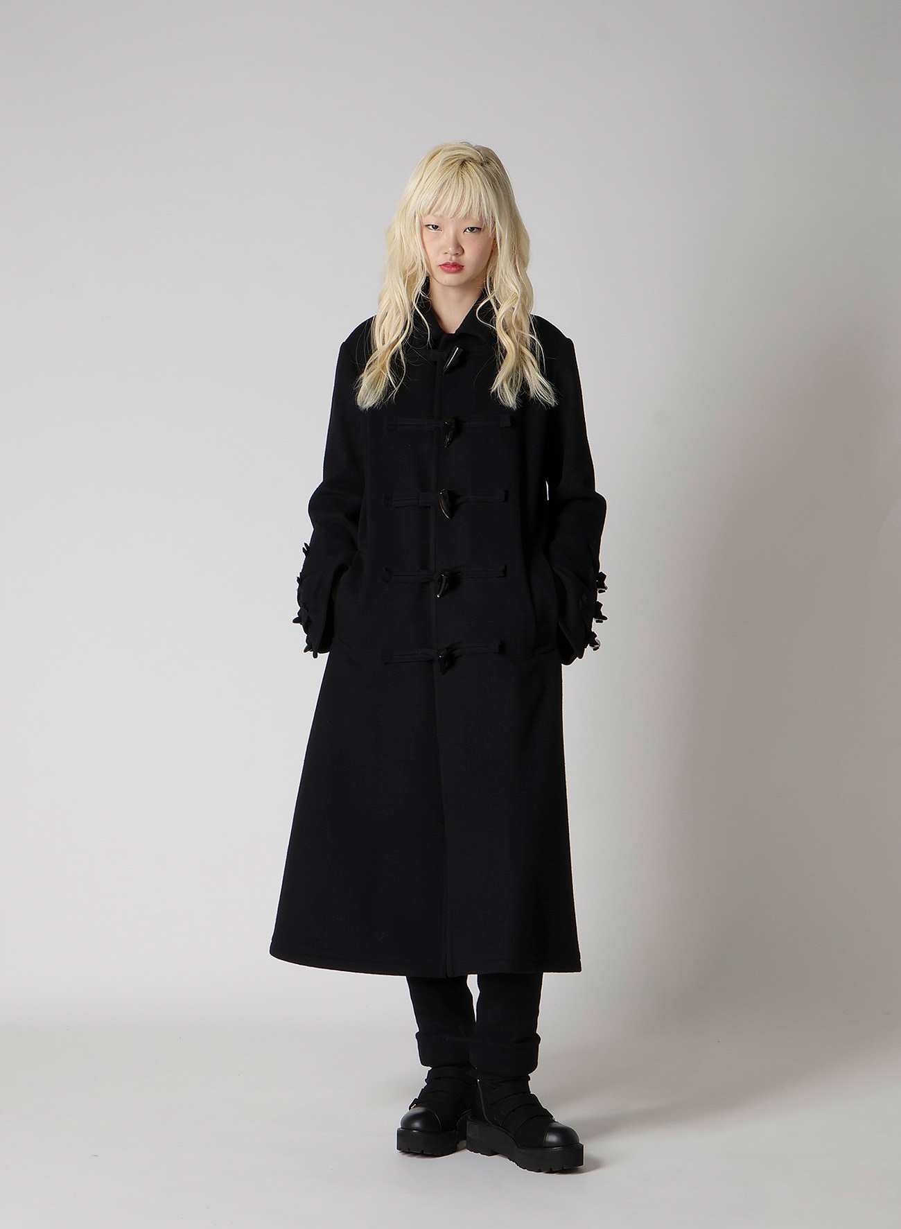 LIGHT MOSSER DUFFLE LONG COAT(S Black): LIMI feu｜THE SHOP YOHJI