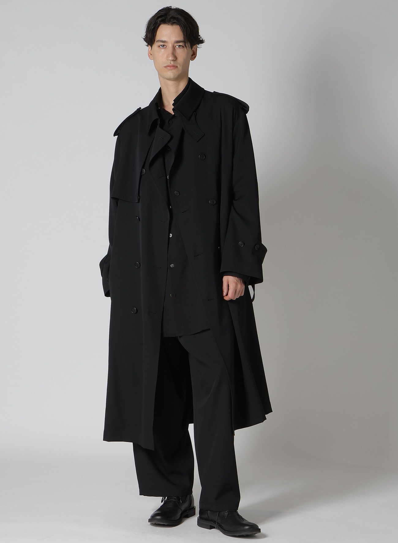 GABARDINE TRENCH COAT(XS Black): Y's for men｜THE SHOP YOHJI YAMAMOTO