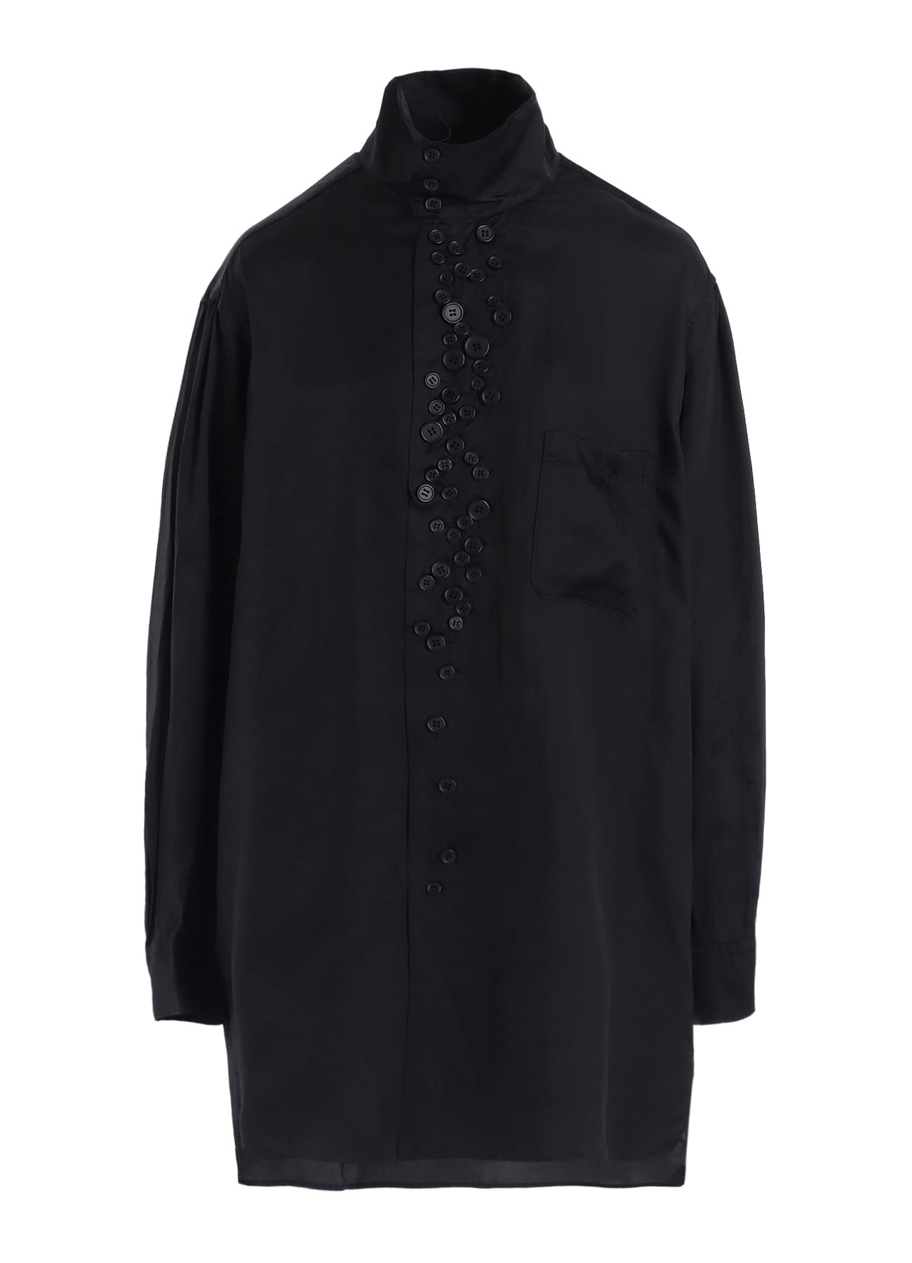 P・CUPRO LONG SLV MANY BUTTONS SHIRT(S Black): power of the WHITE