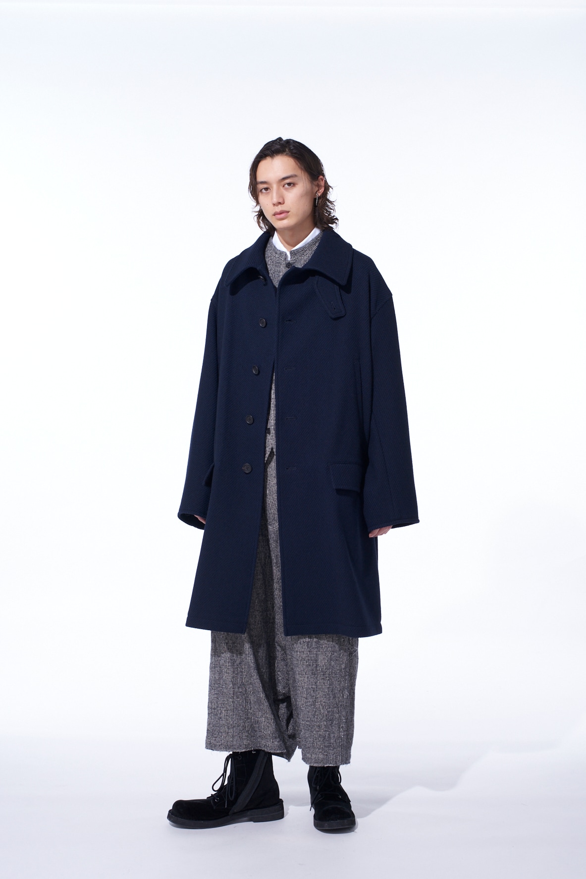 4/24 KERSEY OVERSIZED STAND COLLAR COAT(S Navy): S'YTE｜THE SHOP