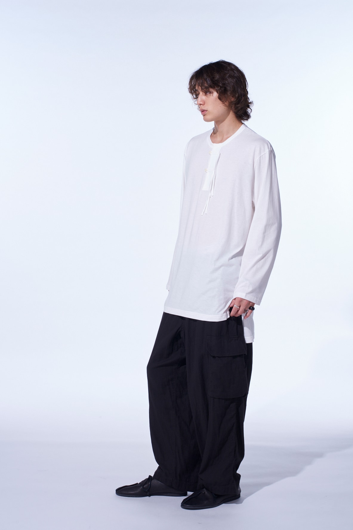 30/COTTON JERSEY HENLEY NECK T-SHIRT(M White): S'YTE｜THE SHOP