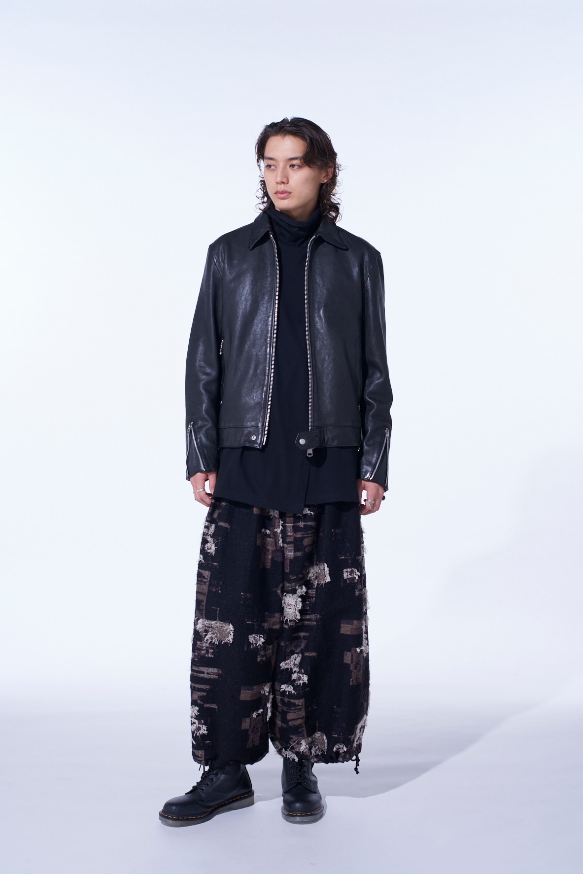 WASHED SHEEP LEATHER CLASSIC SINGLE-BREASTED JACKET(S Black): S