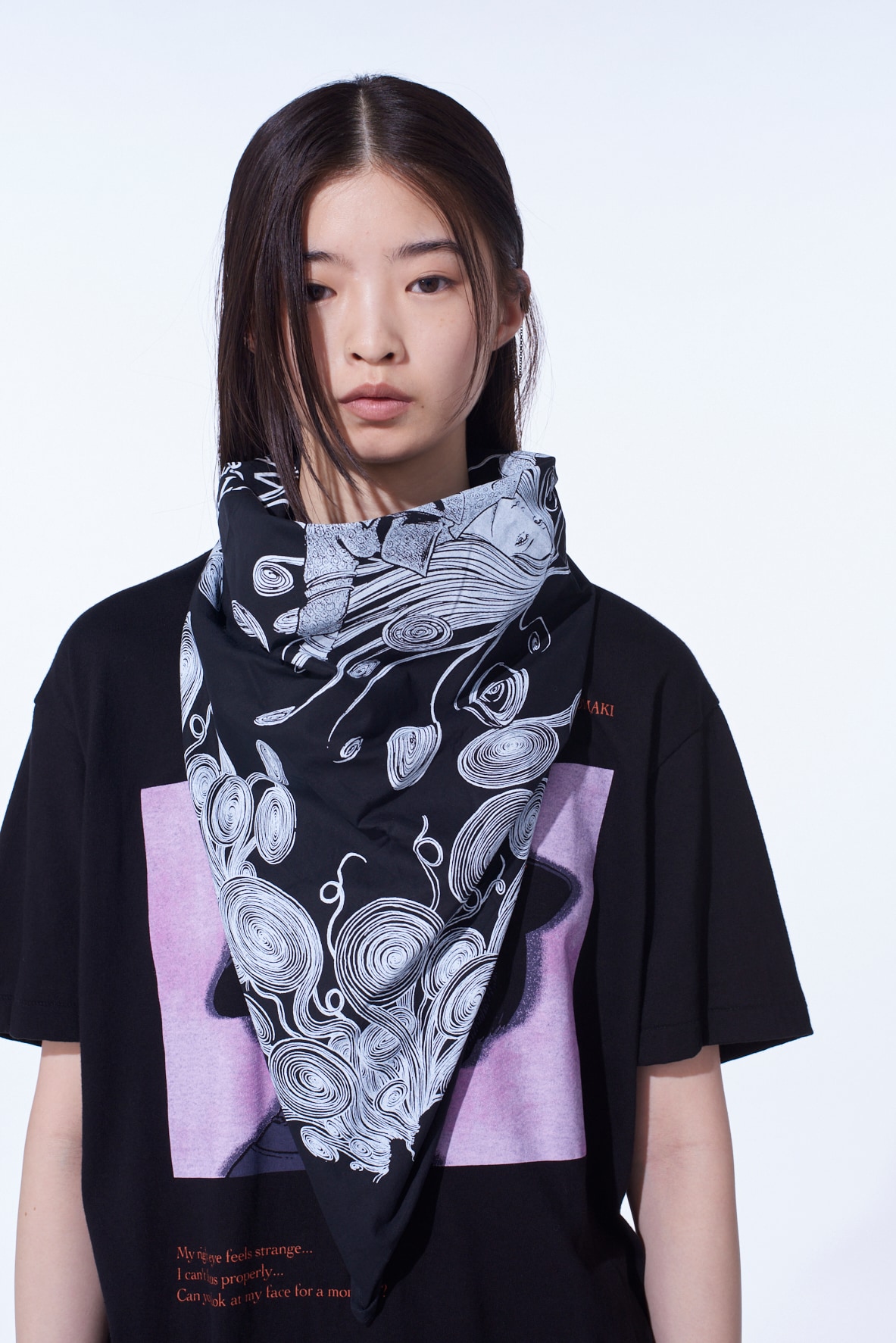 S'YTE × Junji ITO -UZUMAKI- KIRIE WEARING YOHJI YAMAMOTO SCARF