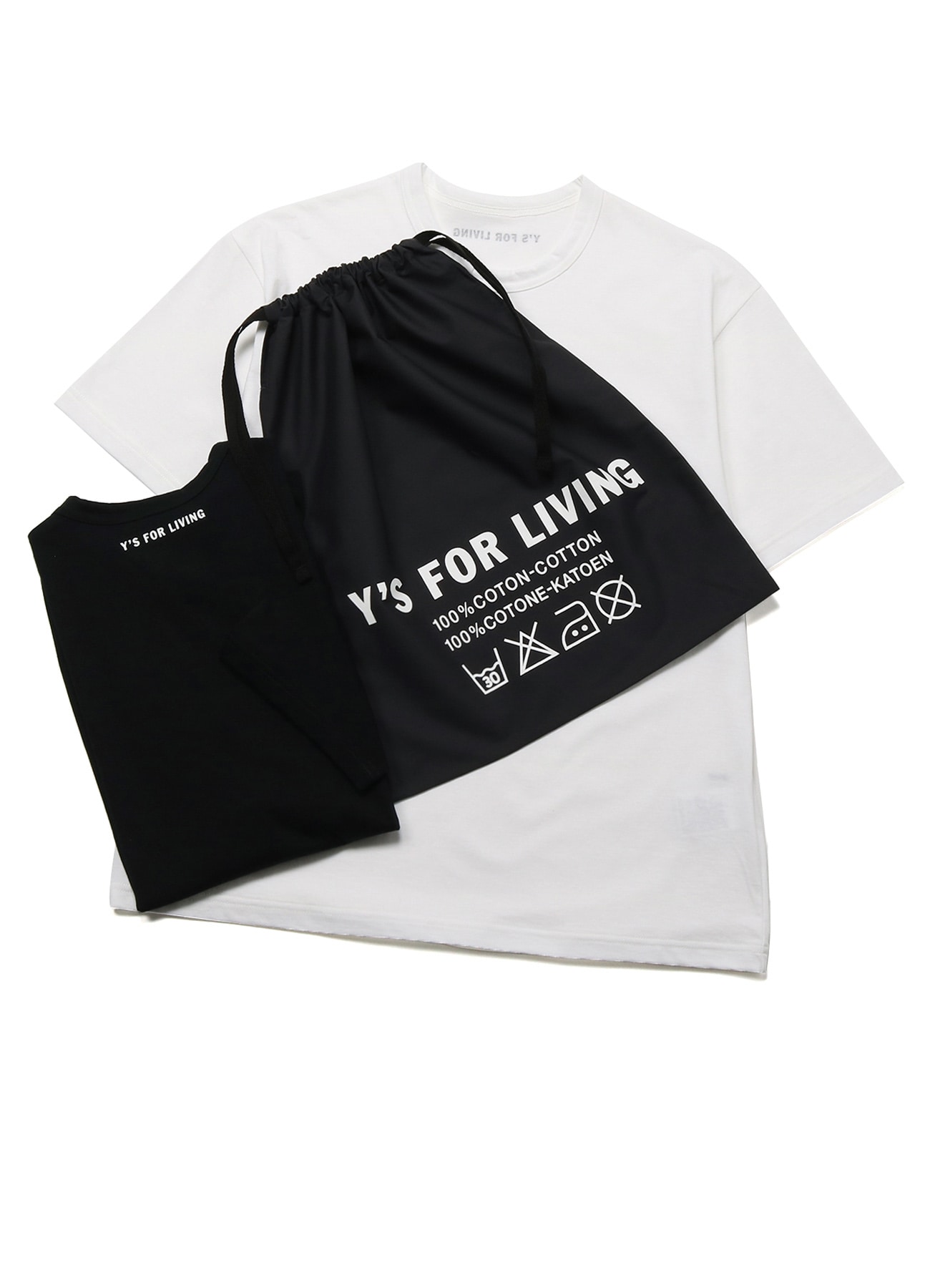 2PIECES 30/1 COTTON JERSEY T-SHIRTS(M White x Black): Y's for