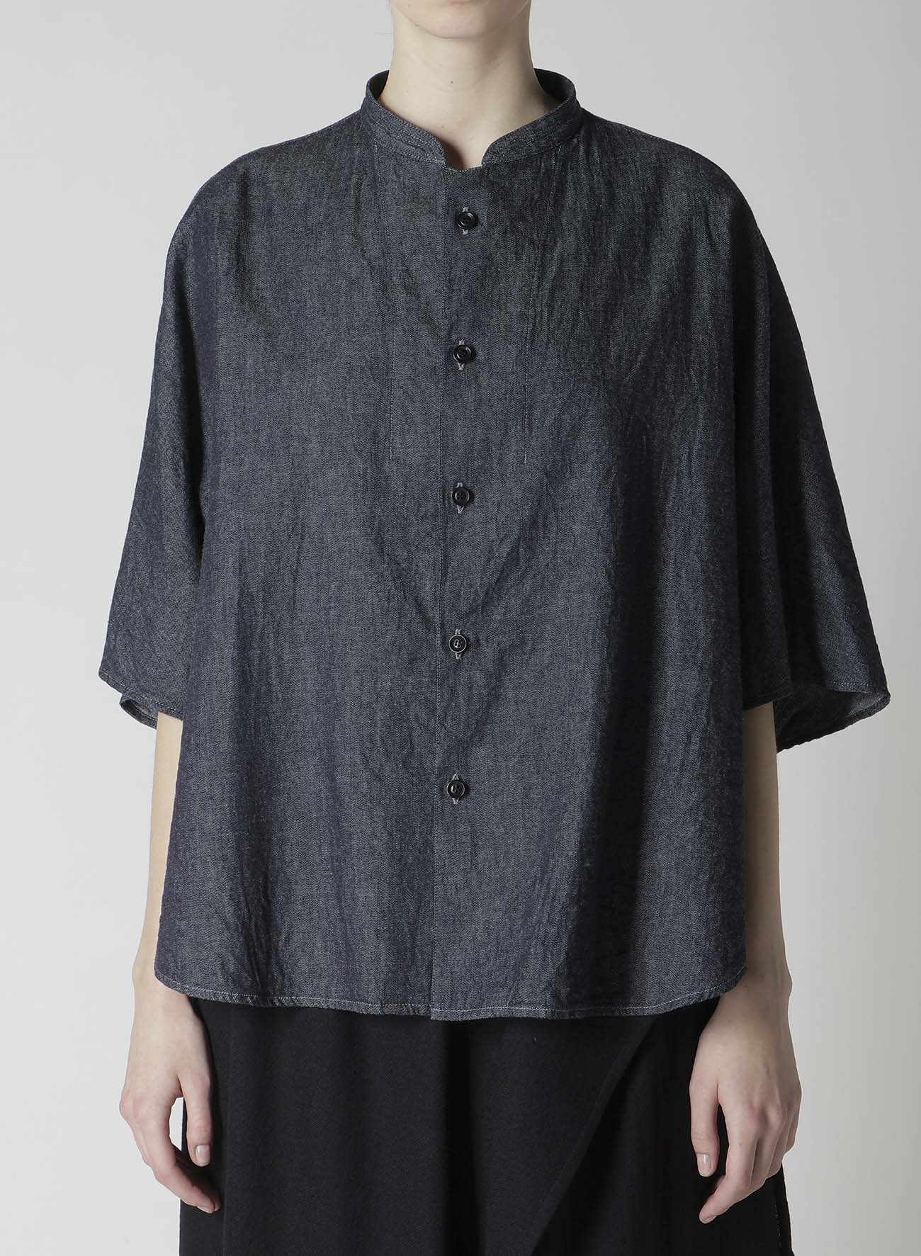 6OZ STAND COLLAR BLOUSE(S Indigo): Soldes｜THE SHOP YOHJI YAMAMOTO