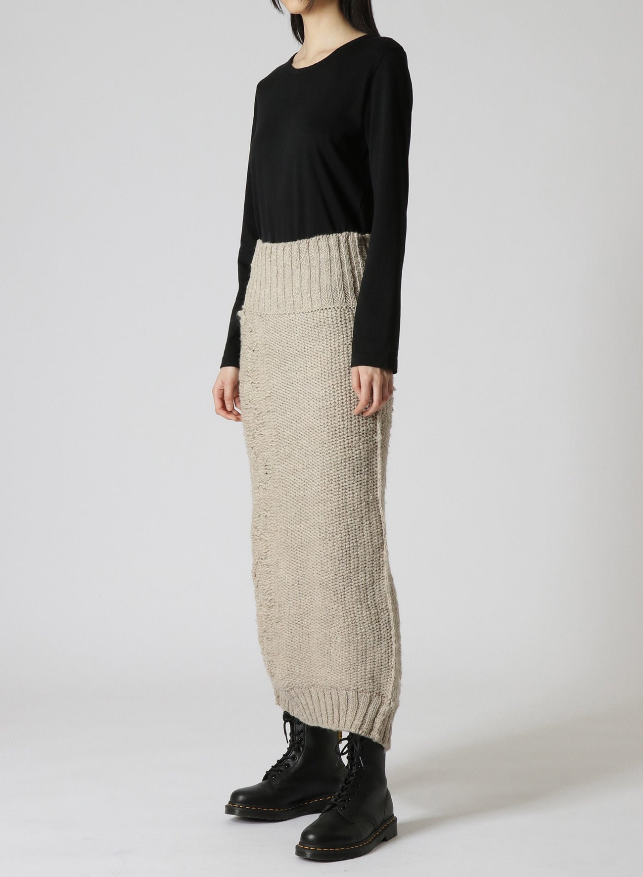 3G TUCK ROBE PATTERN BACK SLIT SKIRT(S Off White): Vintage 1.1