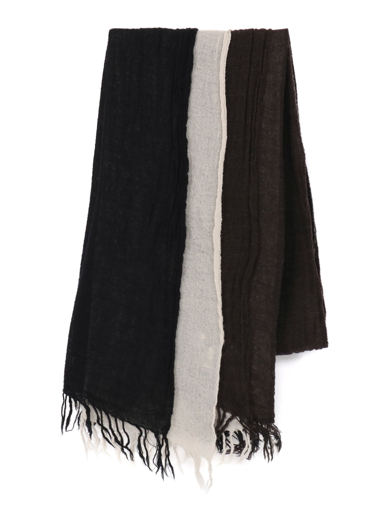 THREE-LAYERED WOOL SCARF(FREE SIZE Black): Y's｜THE SHOP YOHJI