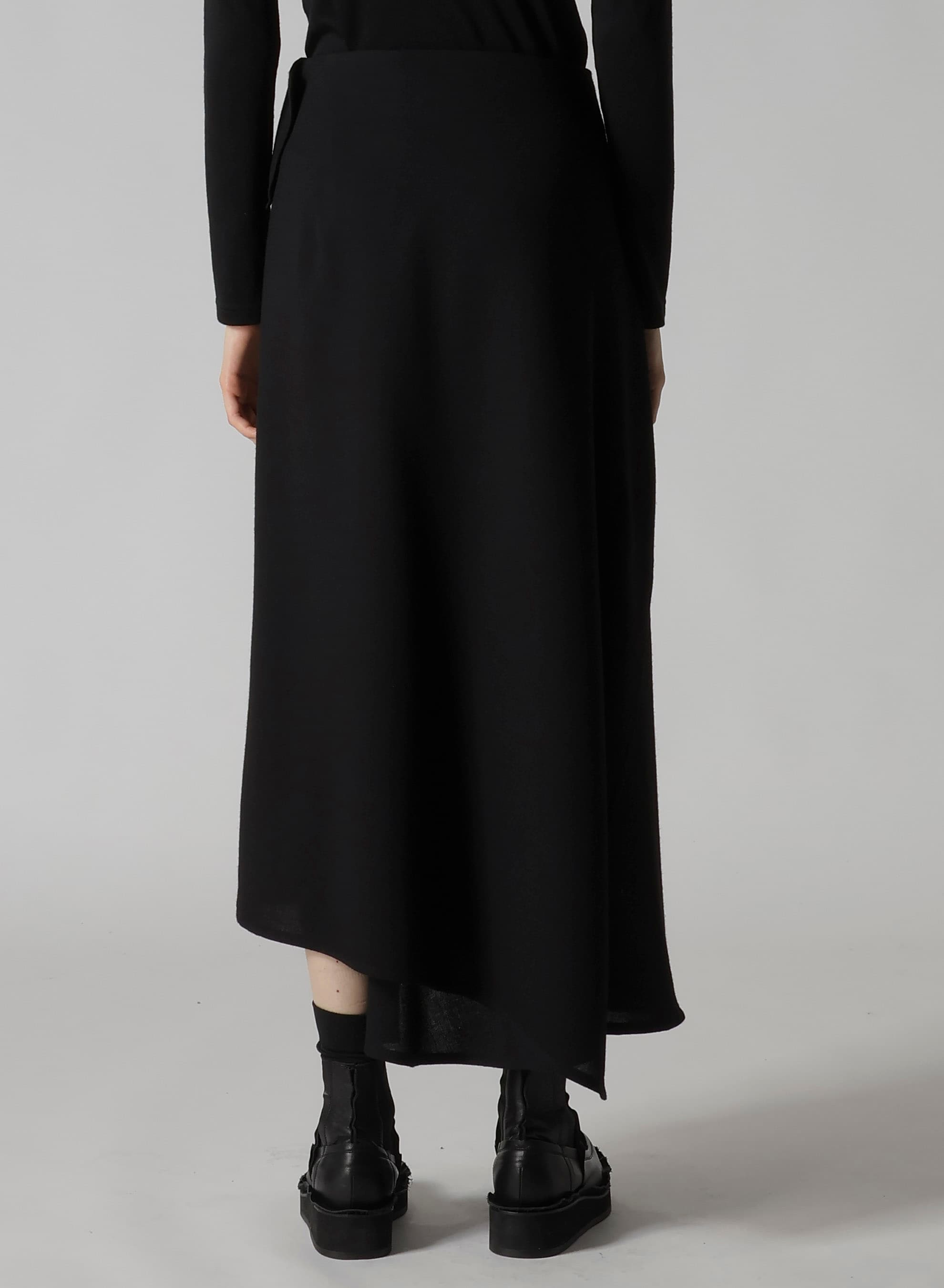W/RY WASHER PROCESSED GAUZE ASYMMETRIC SKIRT(XS Black): Soldes
