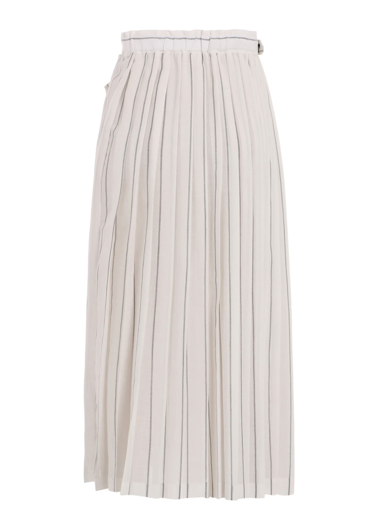 WASHER STRIPE PLEATED WRAP SKIRT(XS White): Vintage｜Special Price