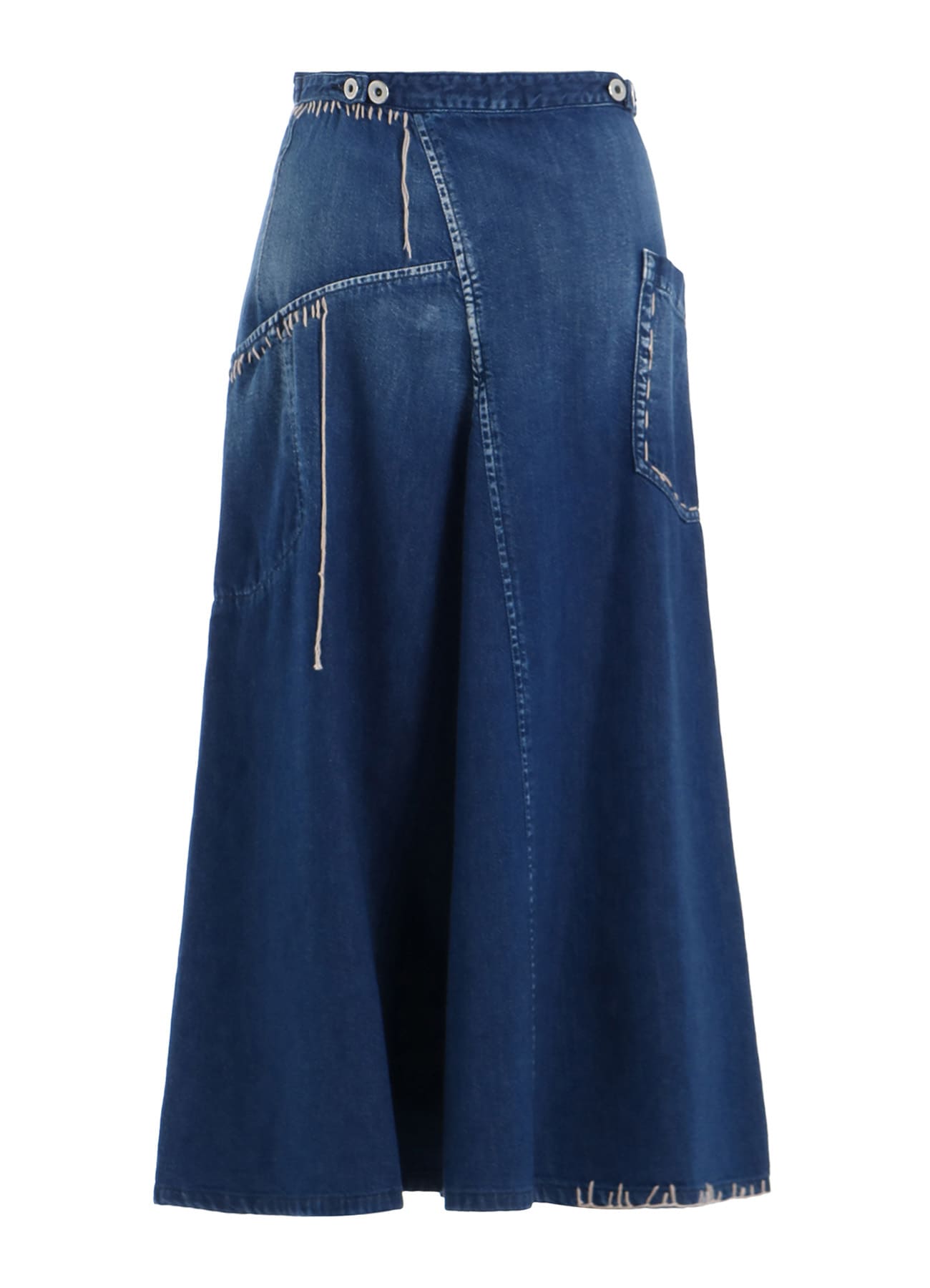 SPOTTED DENIM FLARE SKIRT WITH GUSSET(XS Indigo): Soldes｜THE SHOP