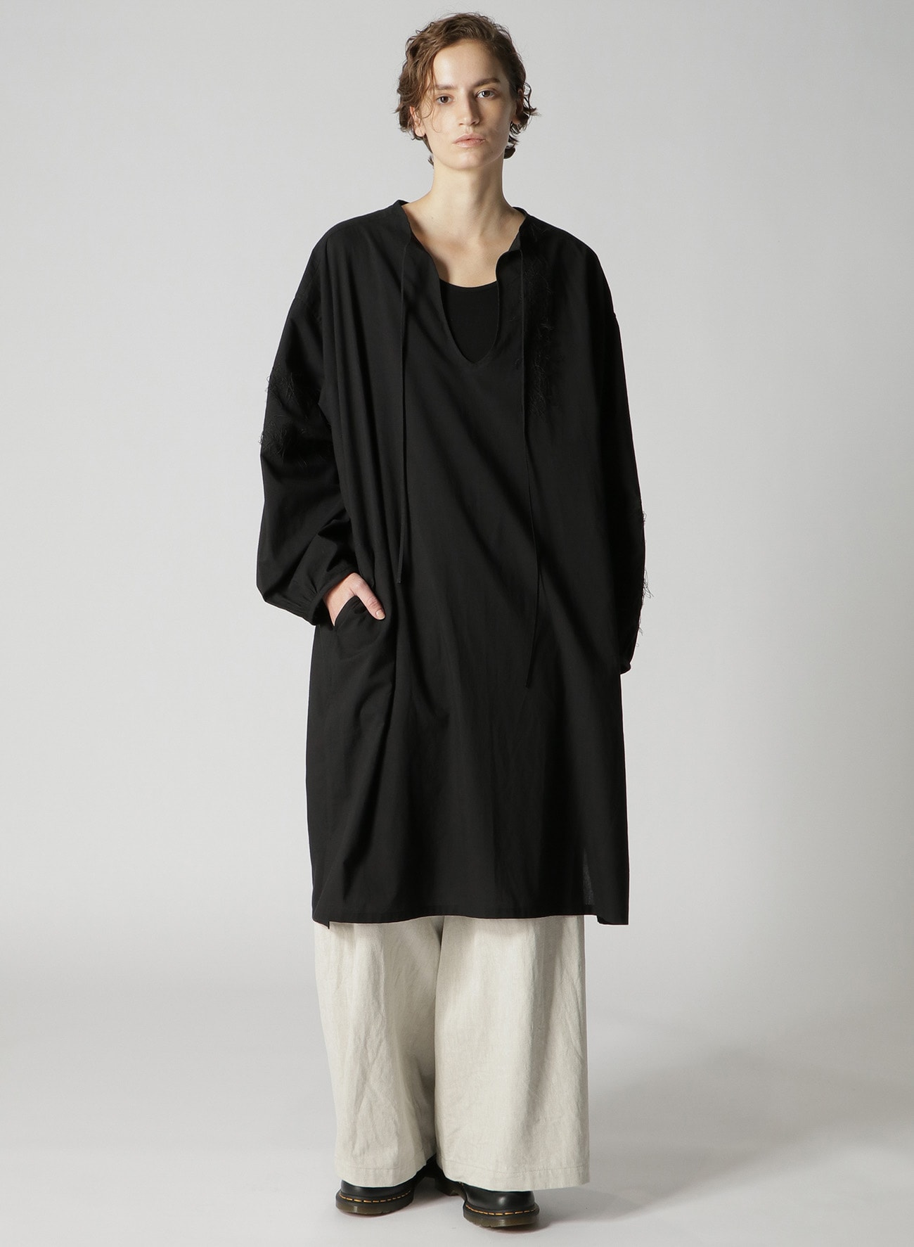 10oz DENIM DOUBLE PLEATED WIDE LEG PANTS(XS Off White): Vintage