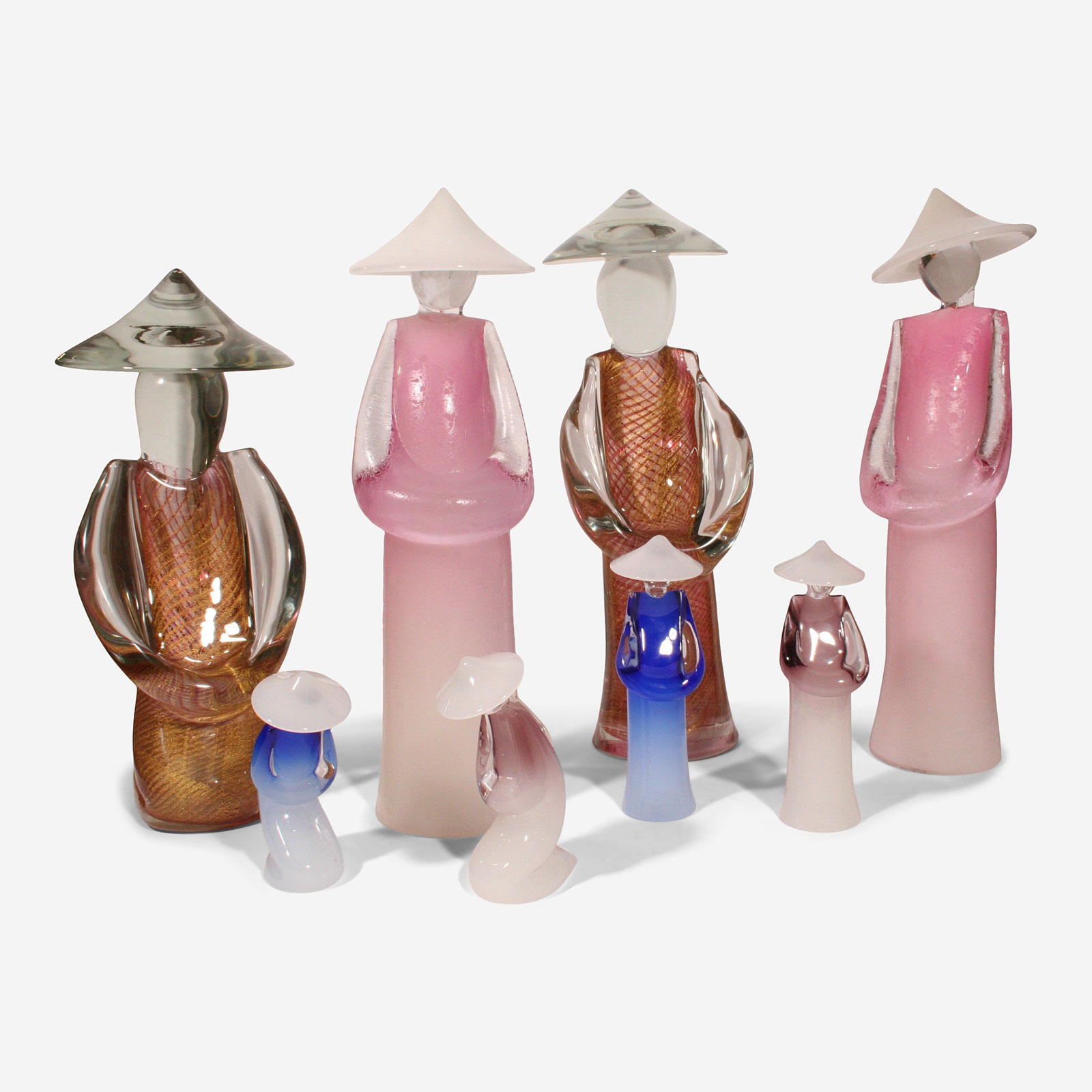 Murano Glass Sculptures of Chinese Figures by Pino Signoretto