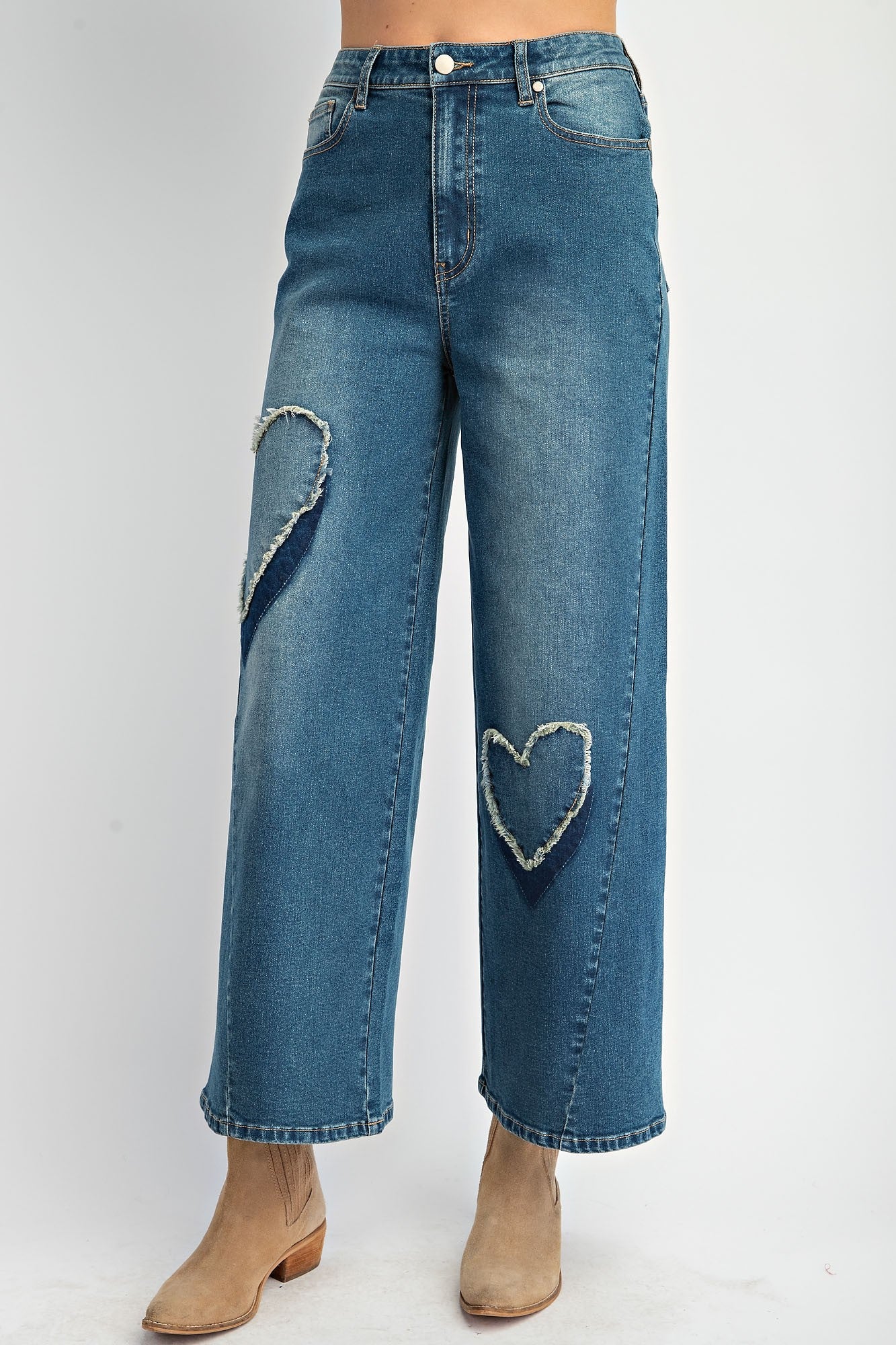 Heart Patch Washed Stretch Denim Pants – The Society Marketplace