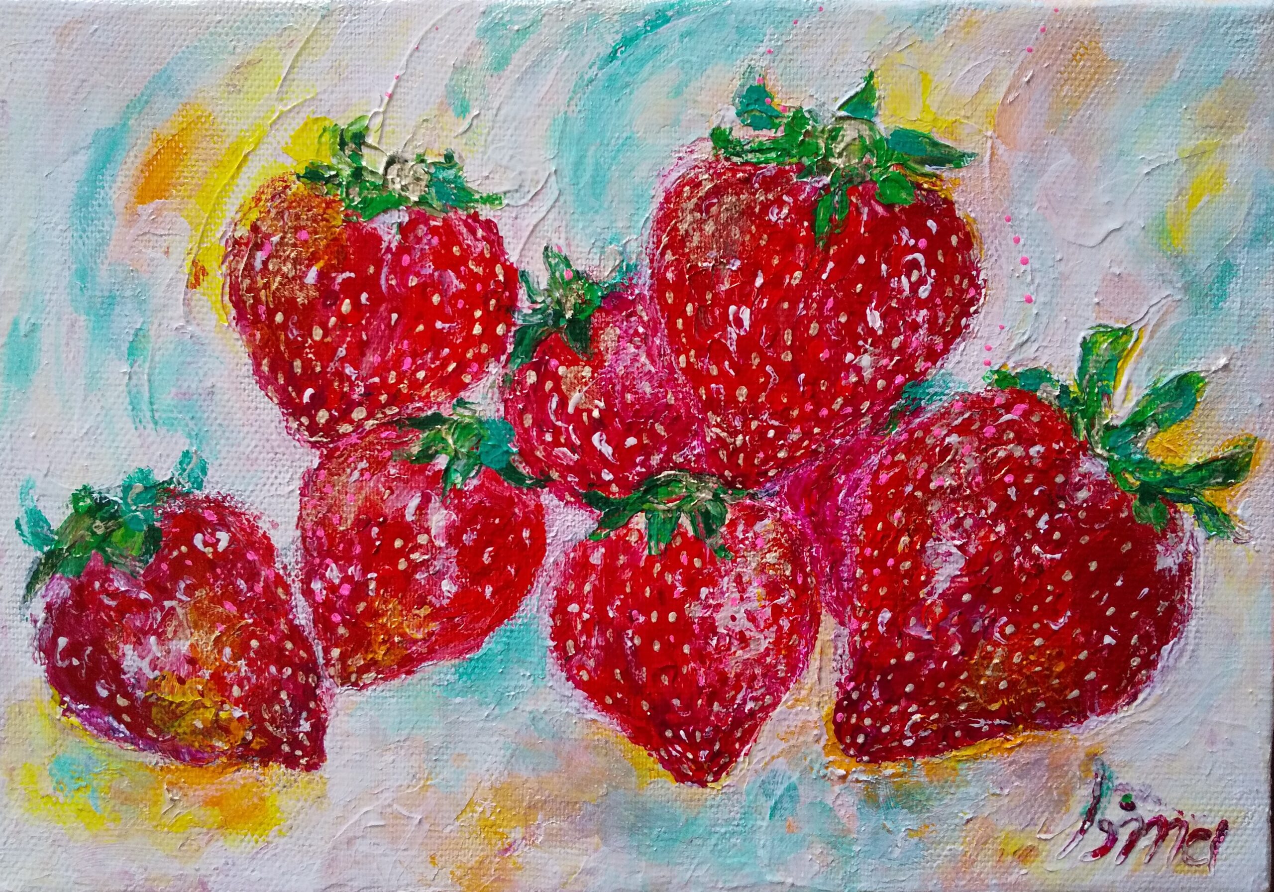 歌うイチゴたち | bimako ｜インテリア絵画 アートの専門通販