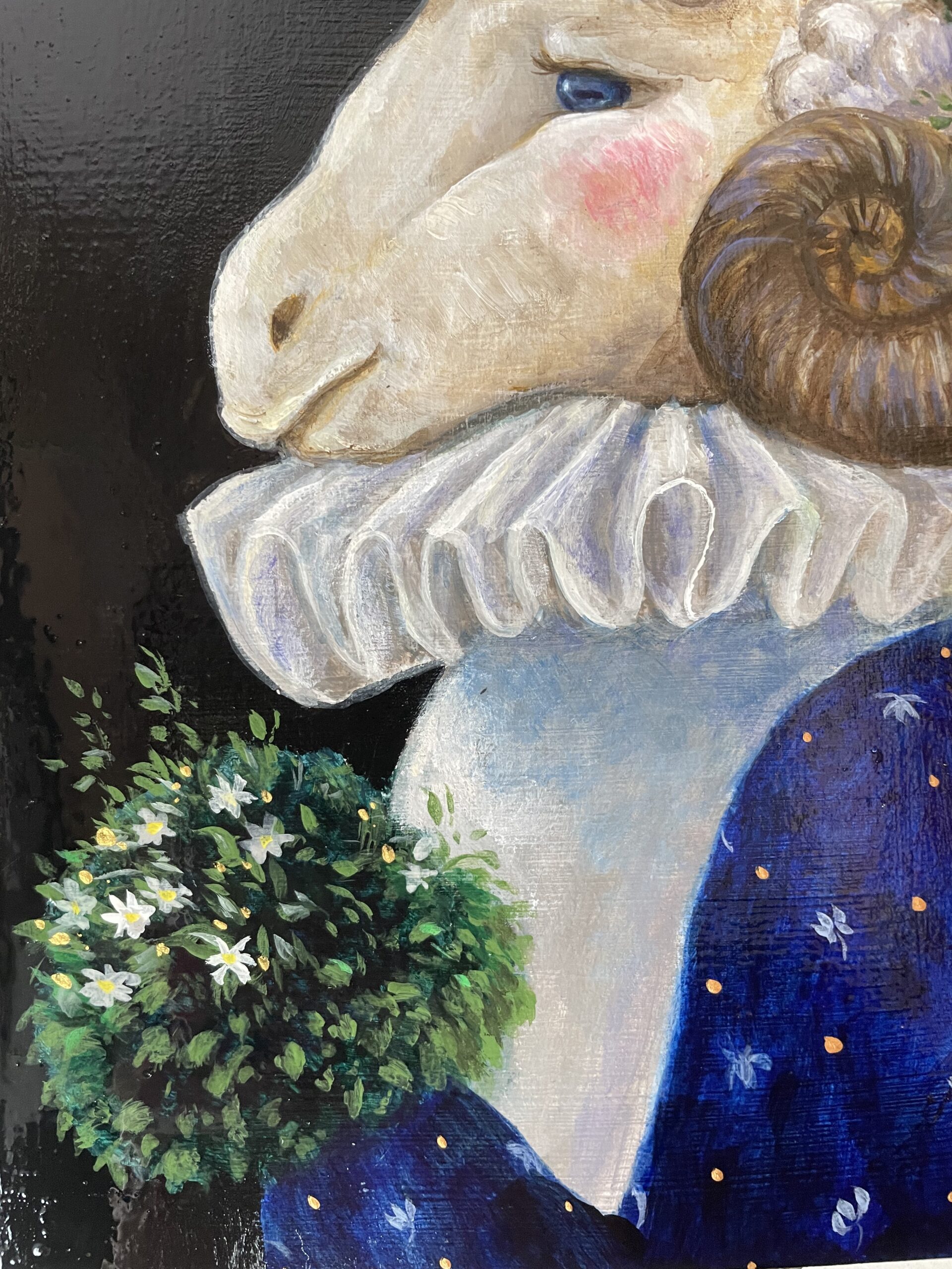 アクリル原画】 花束を君へ ひつじのファンタジーな絵 | 棉月 水香子