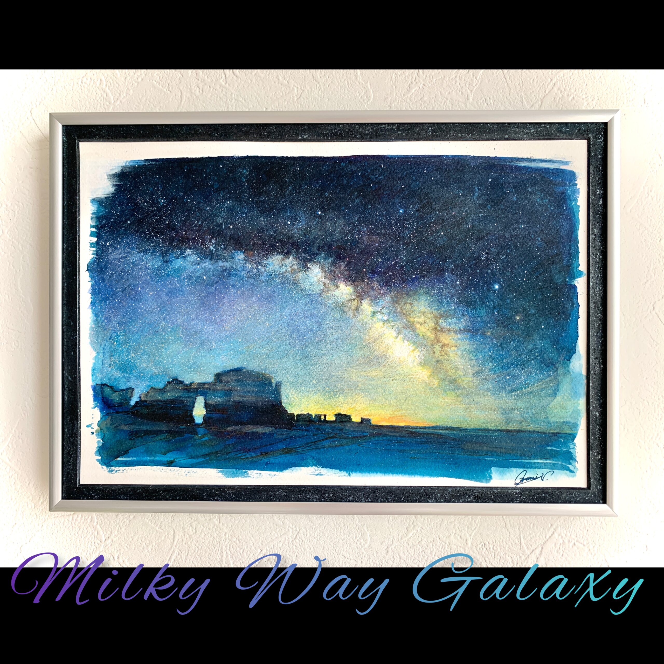ガラスペンアート〖 Milky Way Galaxy〗（ B4サイズ 額入り）インク