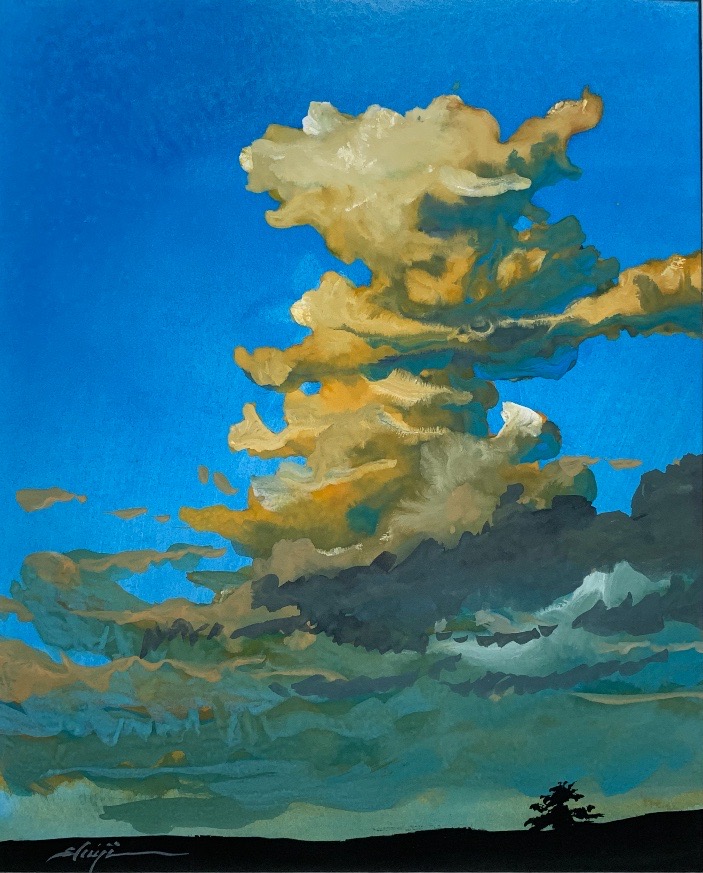 夕雲−水彩で夏空を描いた風景画− | 岩本晋司 ｜インテリア絵画