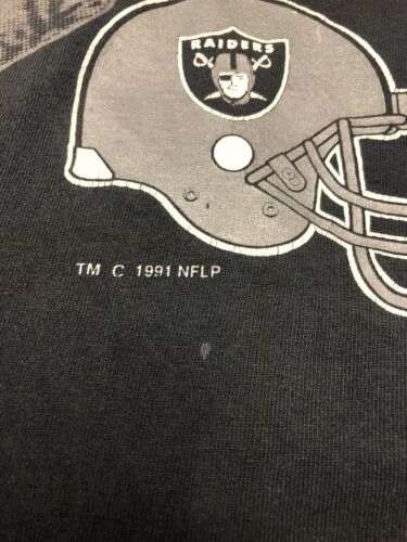 Vintage Los Angeles Raiders Logo 7 T-Shirt Large Black Wrap Around