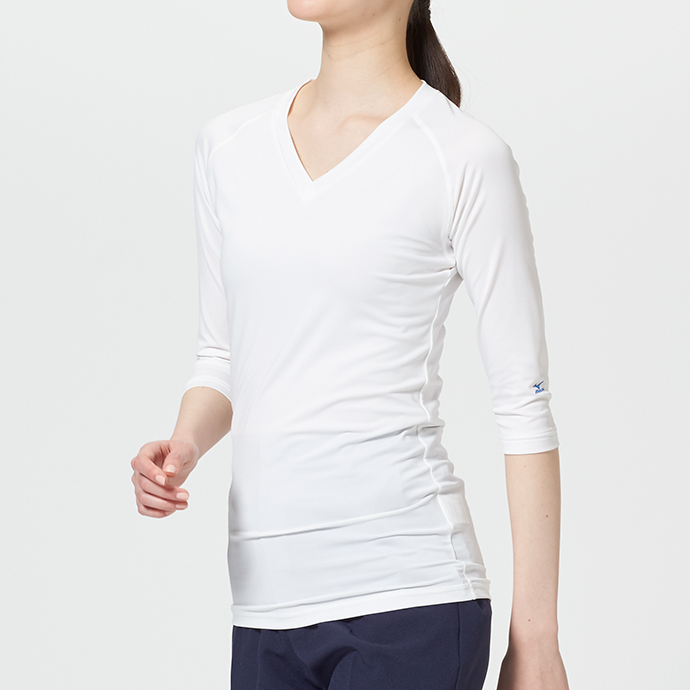 ミズノ女子Vネックアンダーウェア九分袖(返品不可商品)[チトセ製品] MZ
