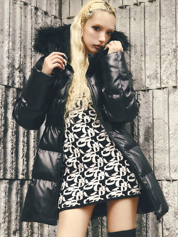 GYDA ジェイダ ダウン ロング ブランド 合皮 オリジナルロゴ ロング